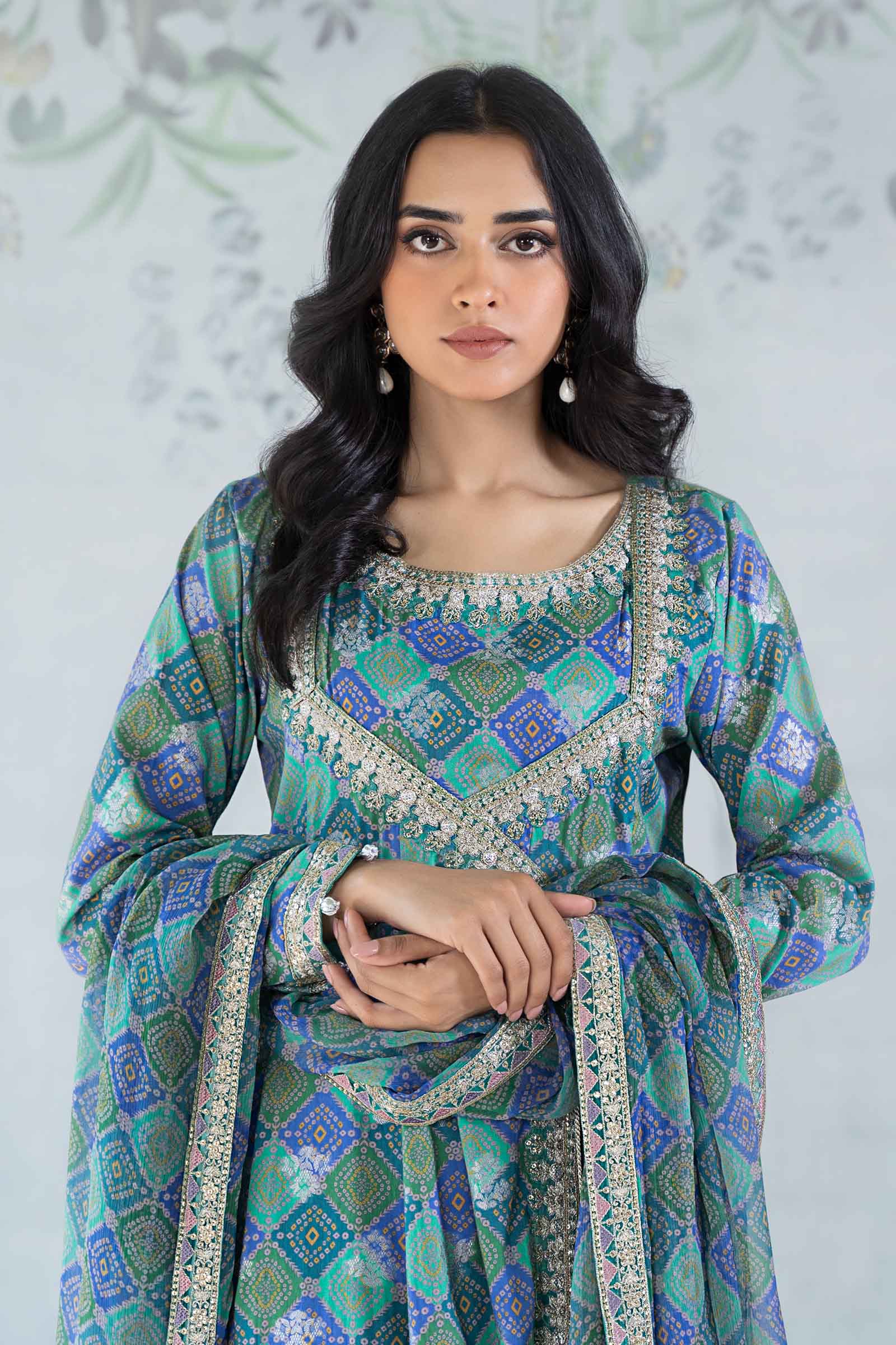 3 Piece Printed Jacquard Broshia Suit - Image 2