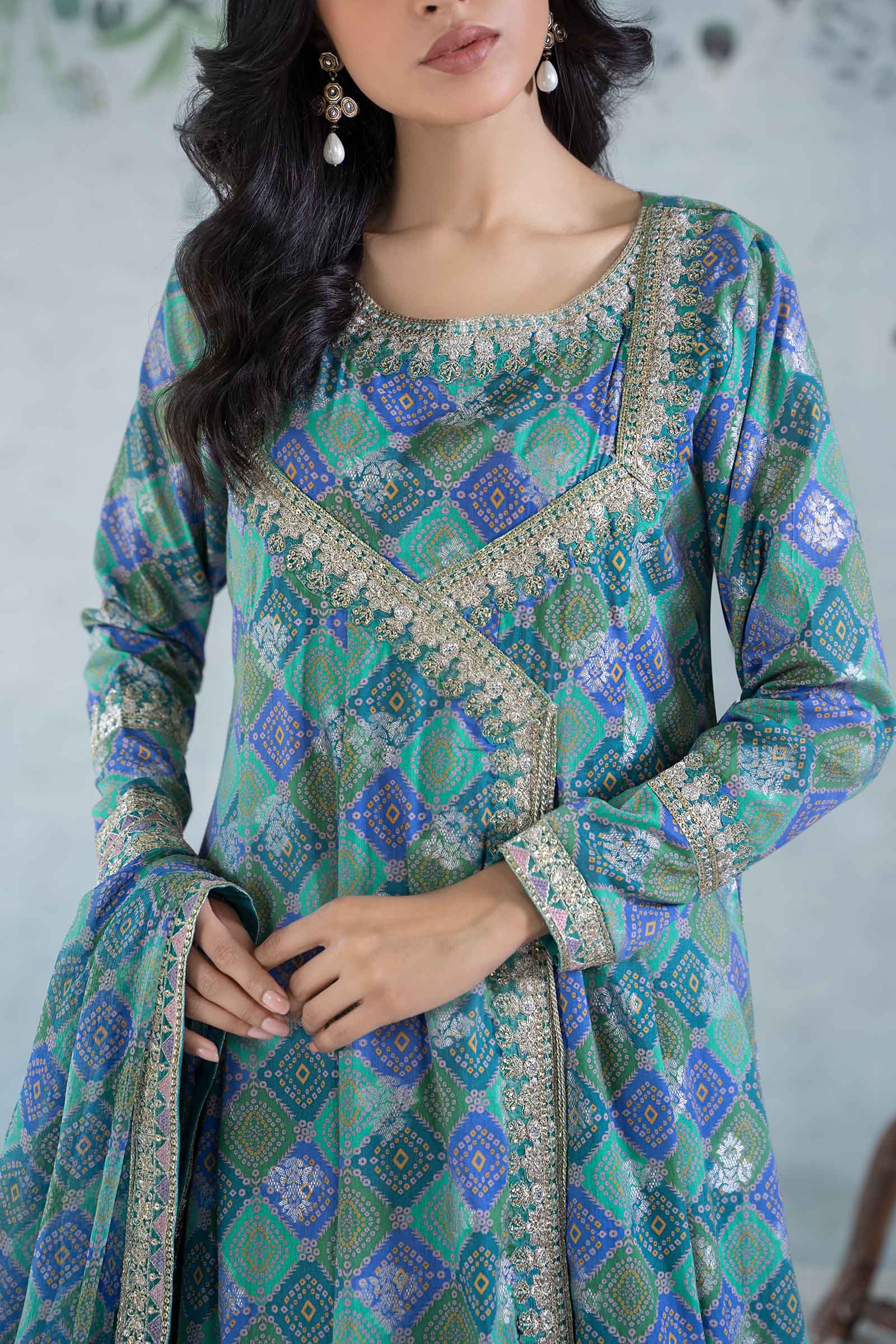 3 Piece Printed Jacquard Broshia Suit - Image 3