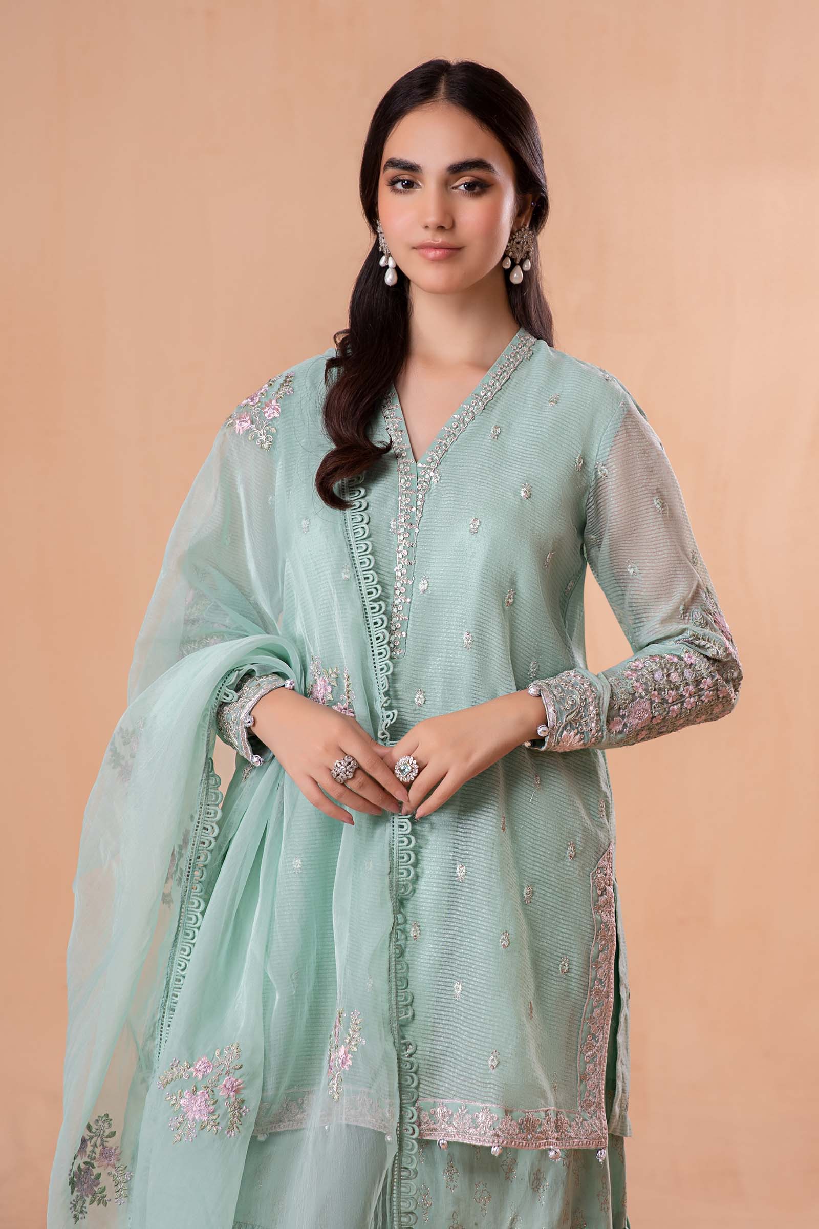 3 Piece Embroidered Cotton Karandi Suit - Image 3