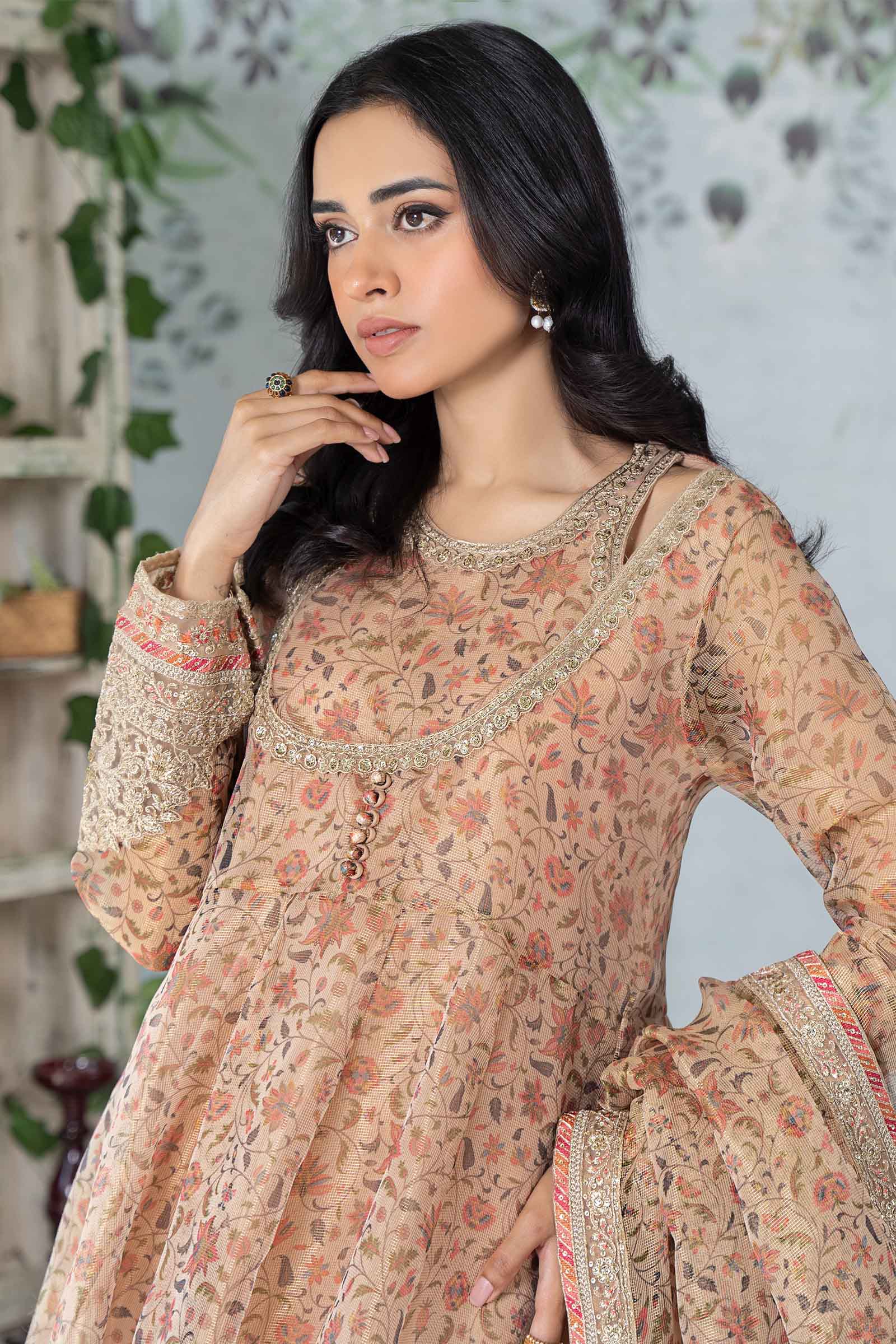 3 Piece Printed Cotton Net Suit - Image 2