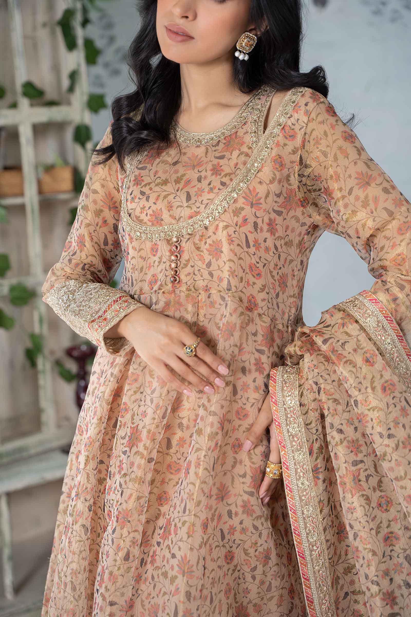 3 Piece Printed Cotton Net Suit - Image 4
