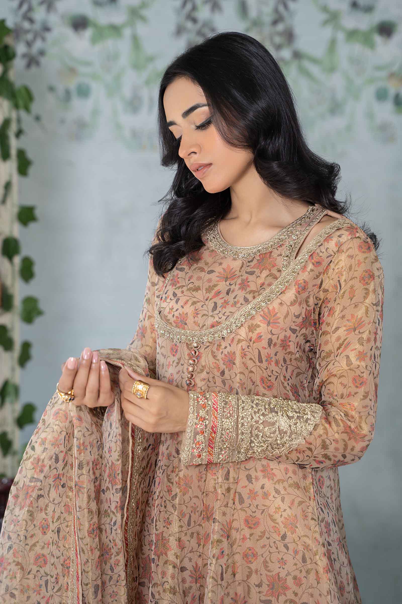 3 Piece Printed Cotton Net Suit - Image 5