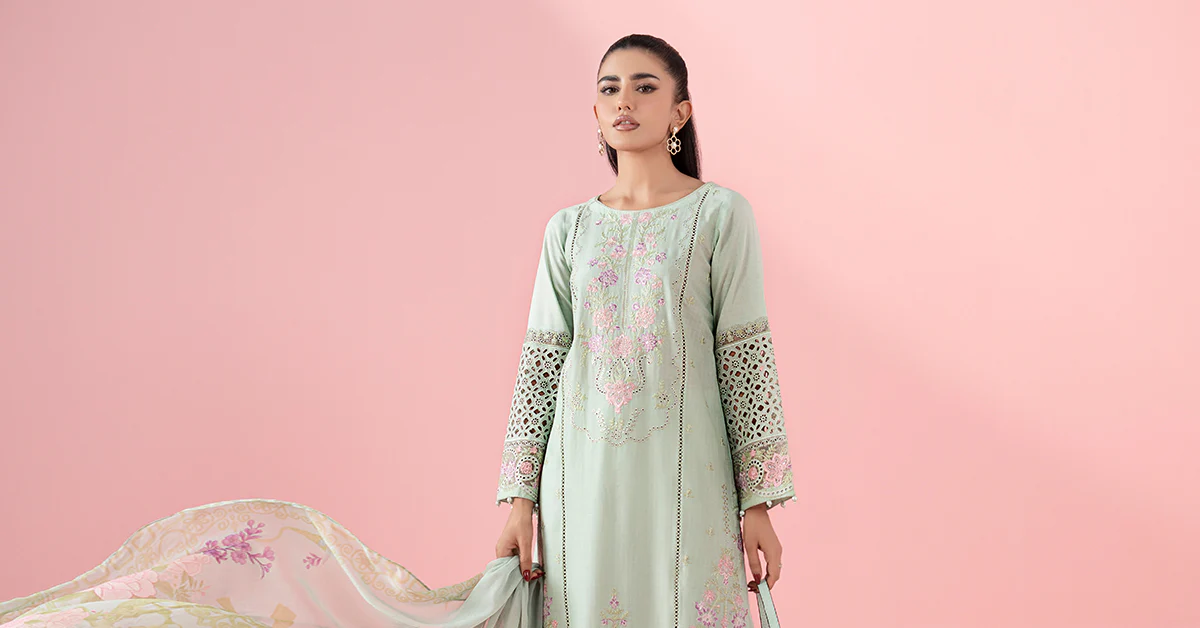 3 Piece Embroidered Dobby Suit - Image 8