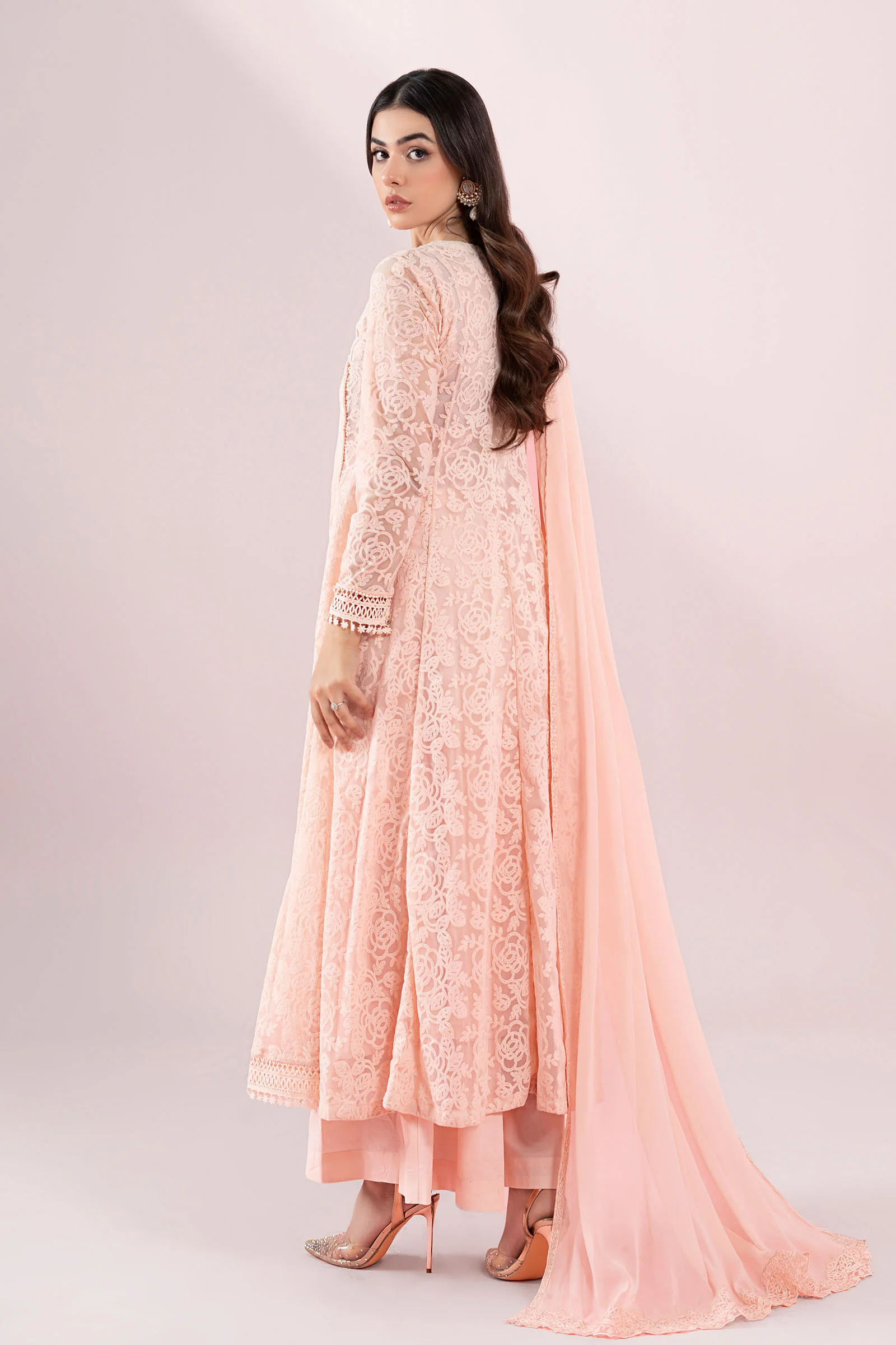 3 Piece Embroidered Polyester Net Suit - Image 7