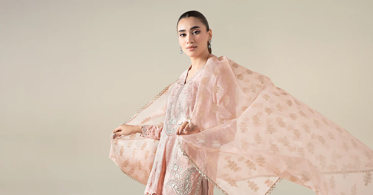 3 Piece Embroidered Paper Cotton Suit - Image 10
