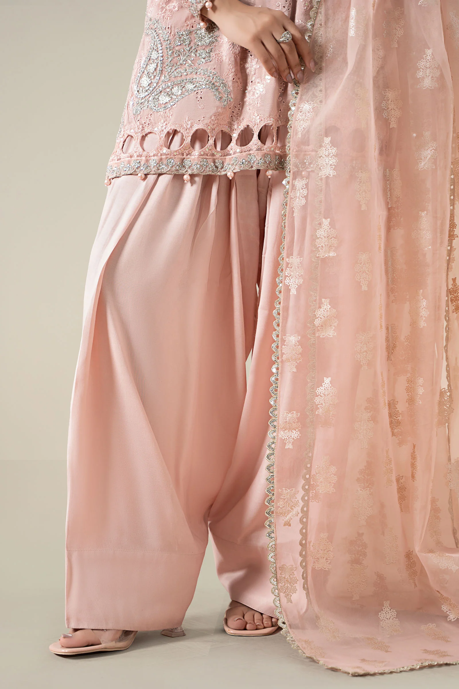 3 Piece Embroidered Paper Cotton Suit - Image 6