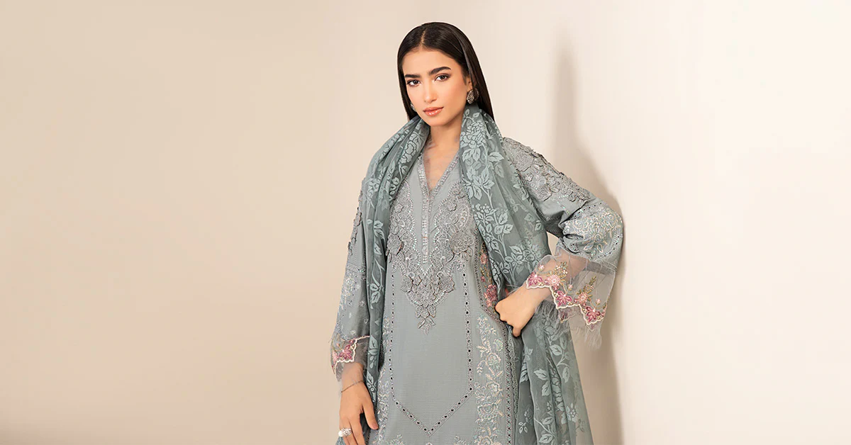 3 Piece Embroidered Dobby Suit - Image 8