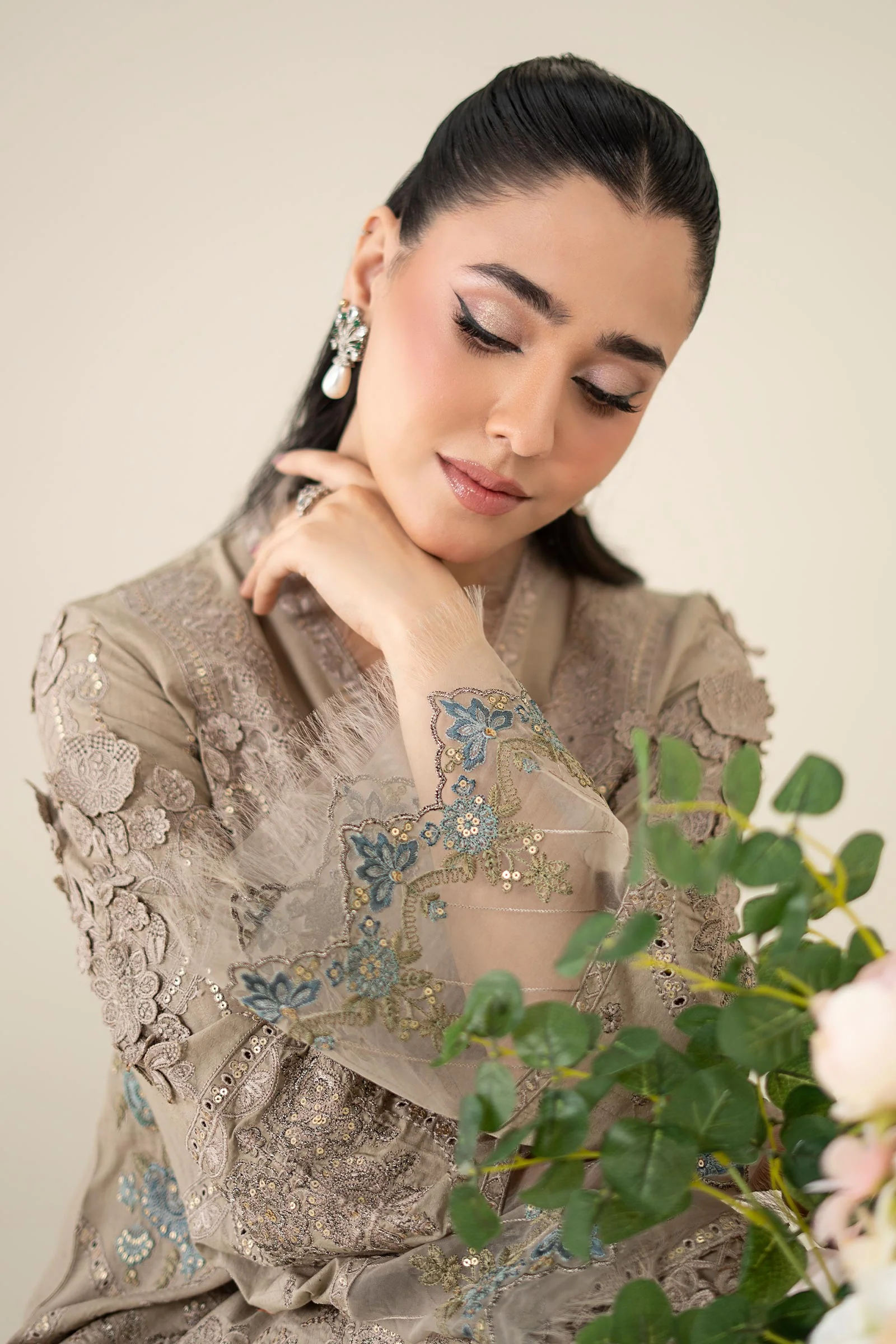 3 Piece Embroidered Dobby Suit - Image 2