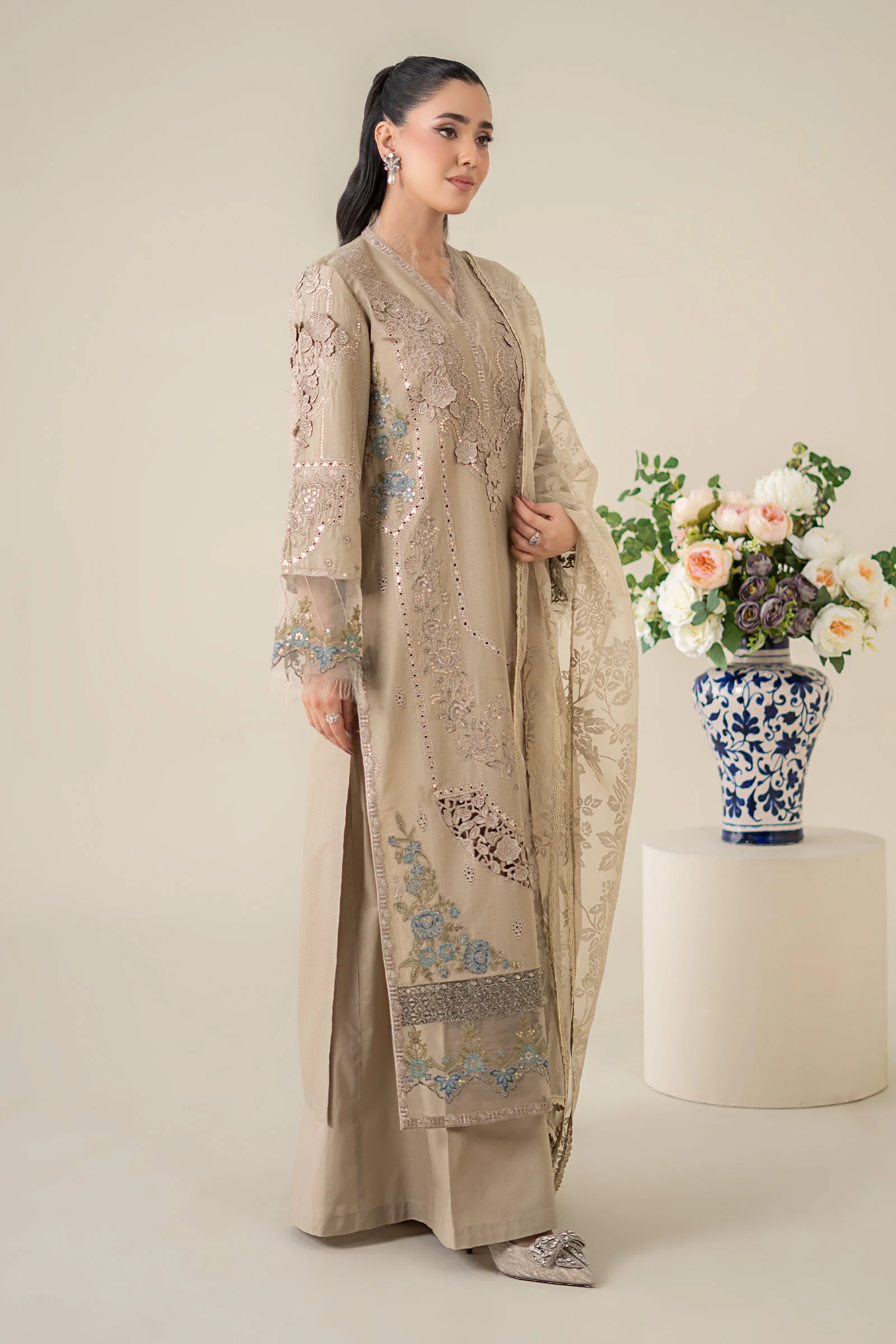3 Piece Embroidered Dobby Suit - Image 6