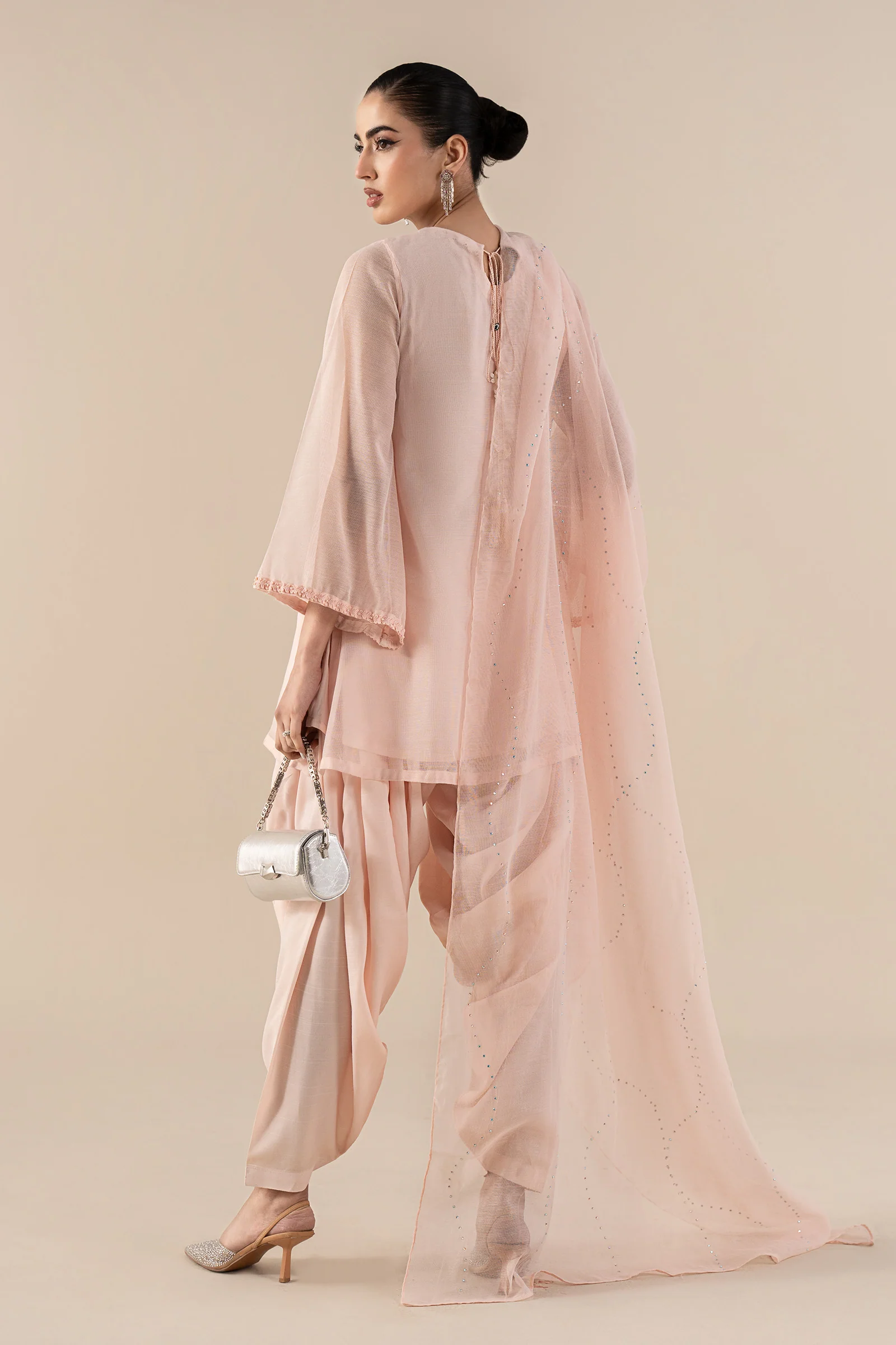 3 Piece Embellished Cotton Net Suit - Image 7