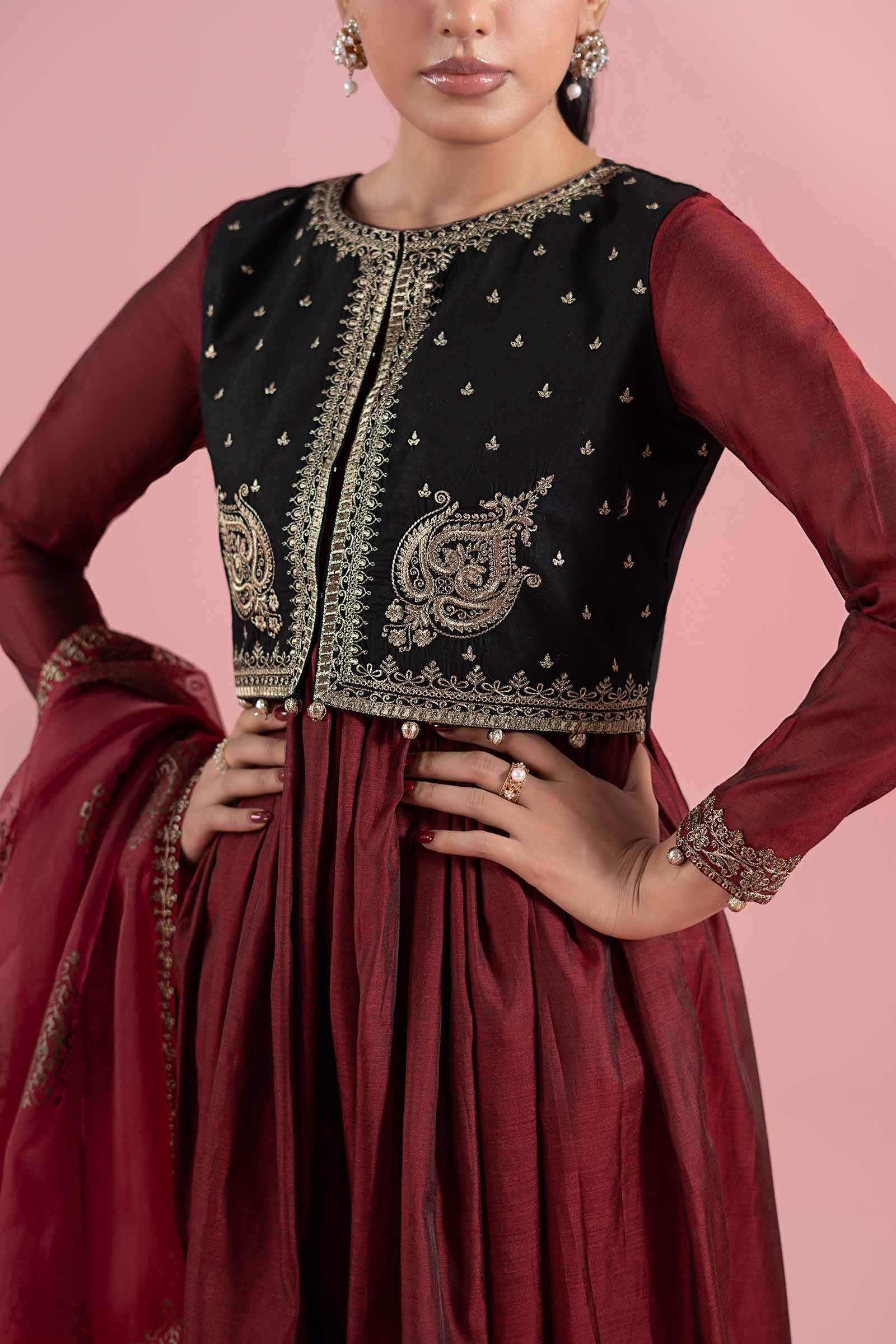 3 Piece Embroidered Paper Cotton Suit - Image 4