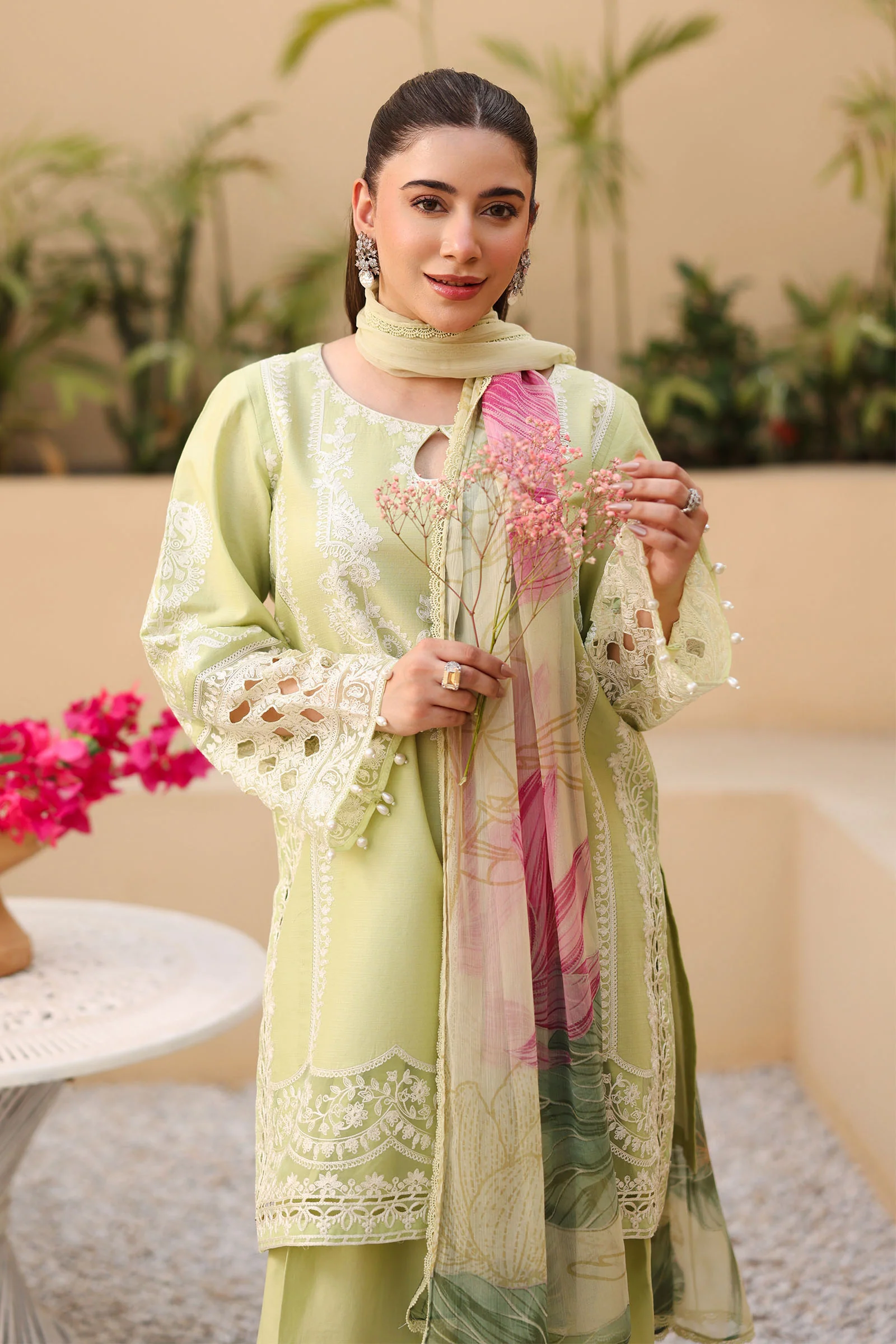 3 Piece Embroidered Dobby Suit - Image 2