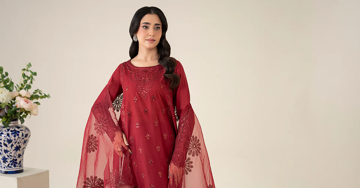 3 Piece Embroidered Dobby Suit - Image 9