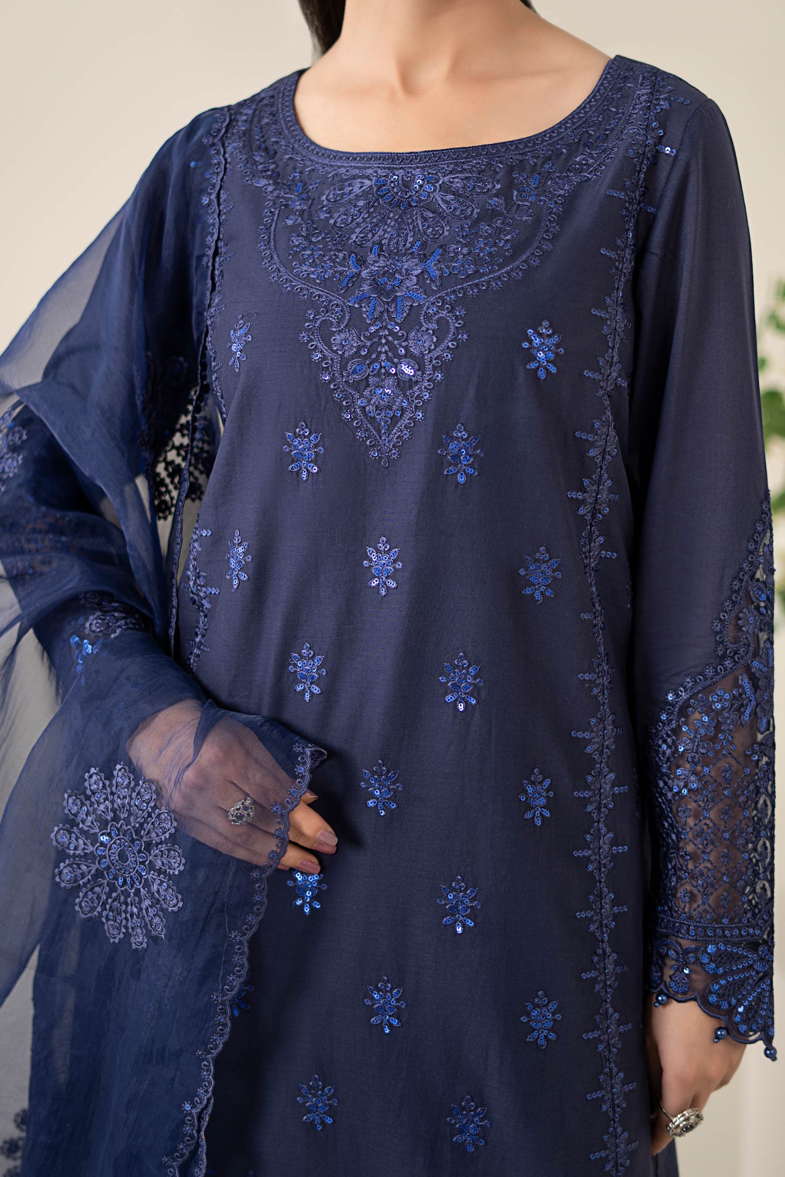 3 Piece Embroidered Dobby Suit - Image 4