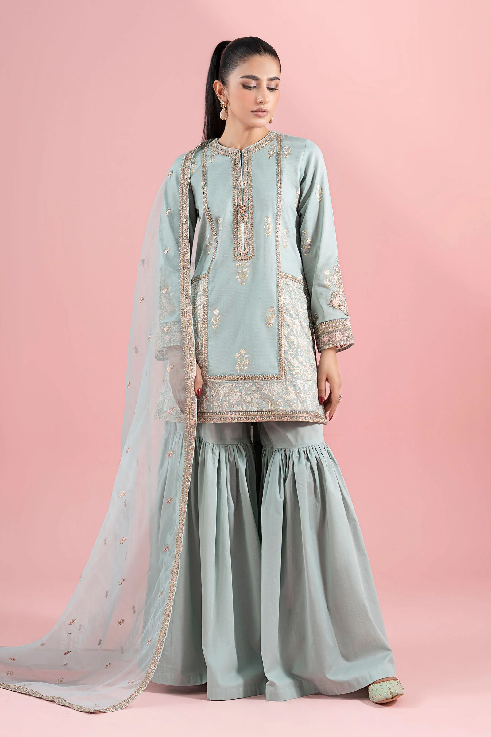 3 Piece Embroidered Dobby Suit