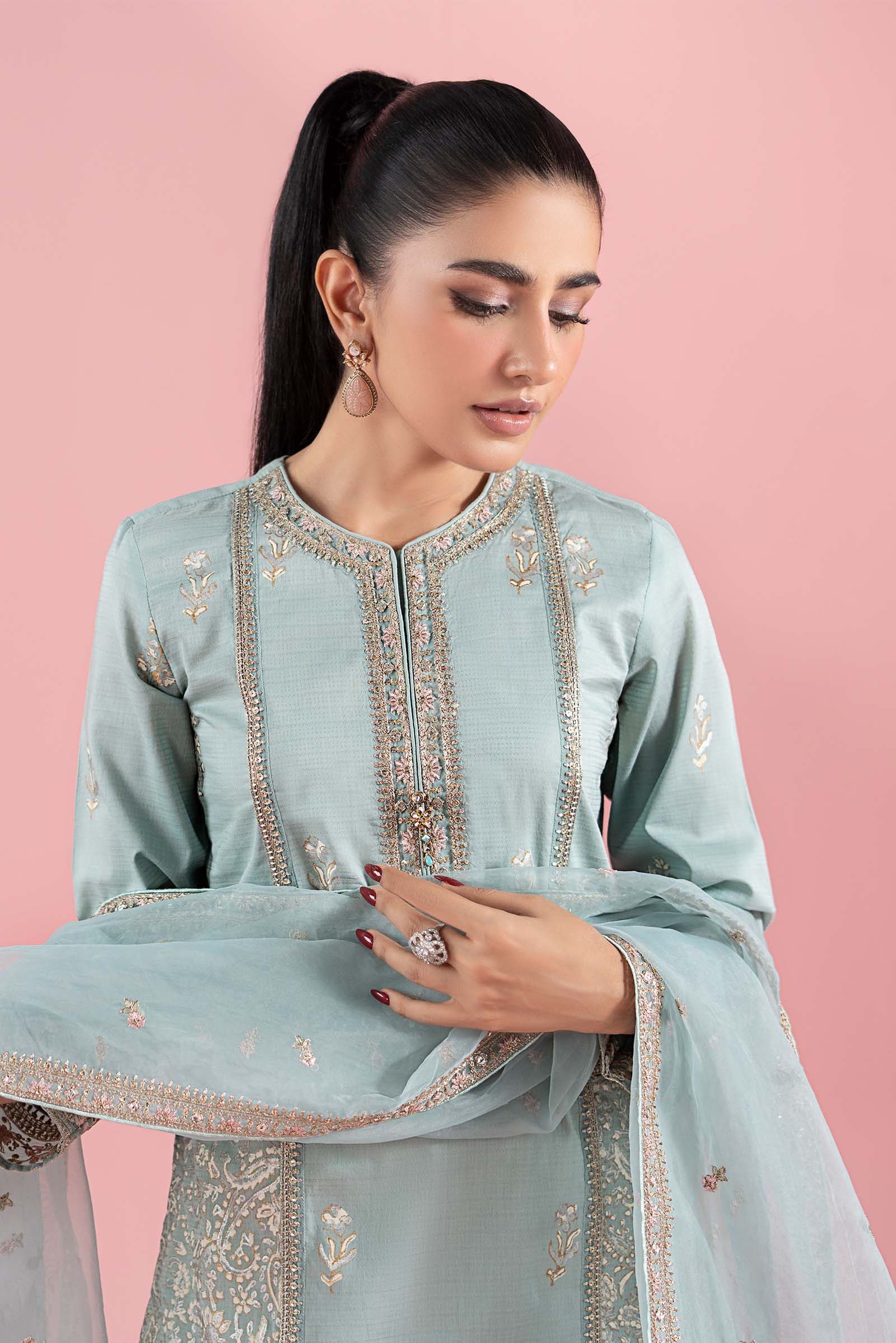 3 Piece Embroidered Dobby Suit - Image 2