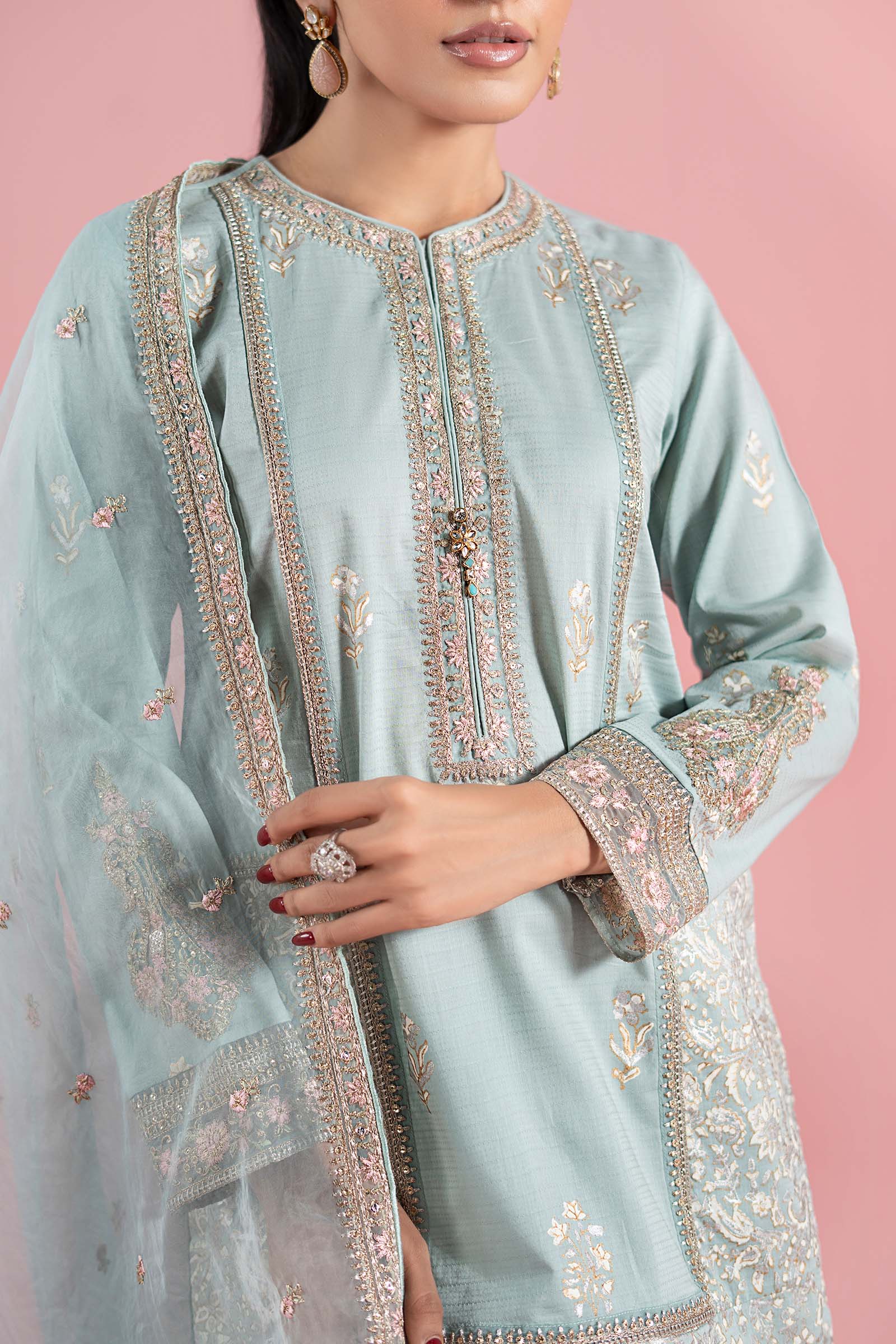 3 Piece Embroidered Dobby Suit - Image 4