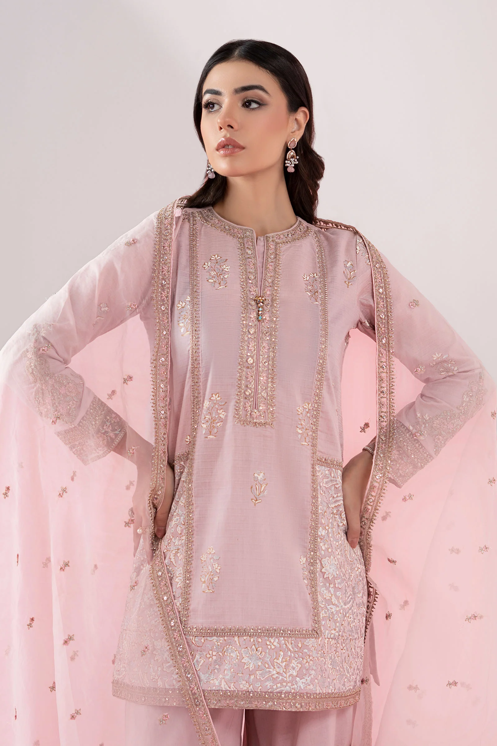 3 Piece Embroidered Dobby Suit - Image 2
