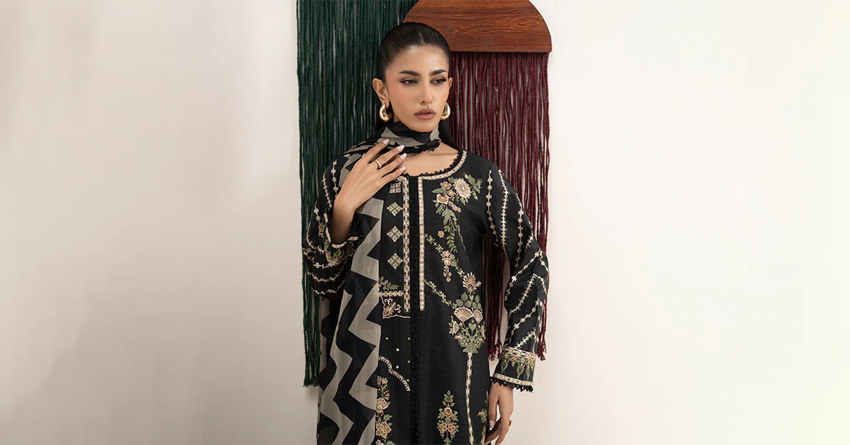 3 Piece Embroidered Dobby Lawn Suit - Image 8