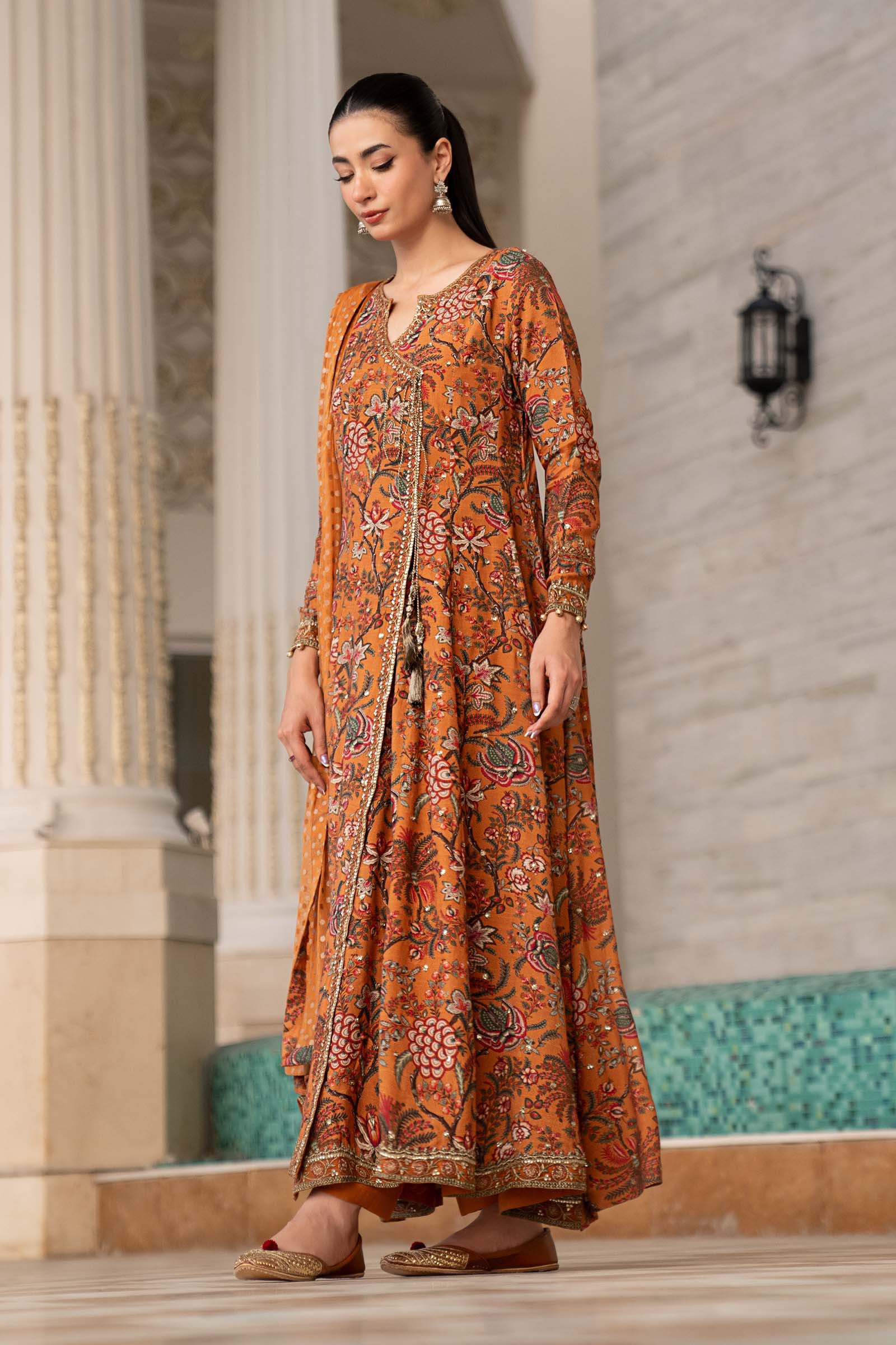 3 Piece Embroidered Raw Silk Suit - Image 6