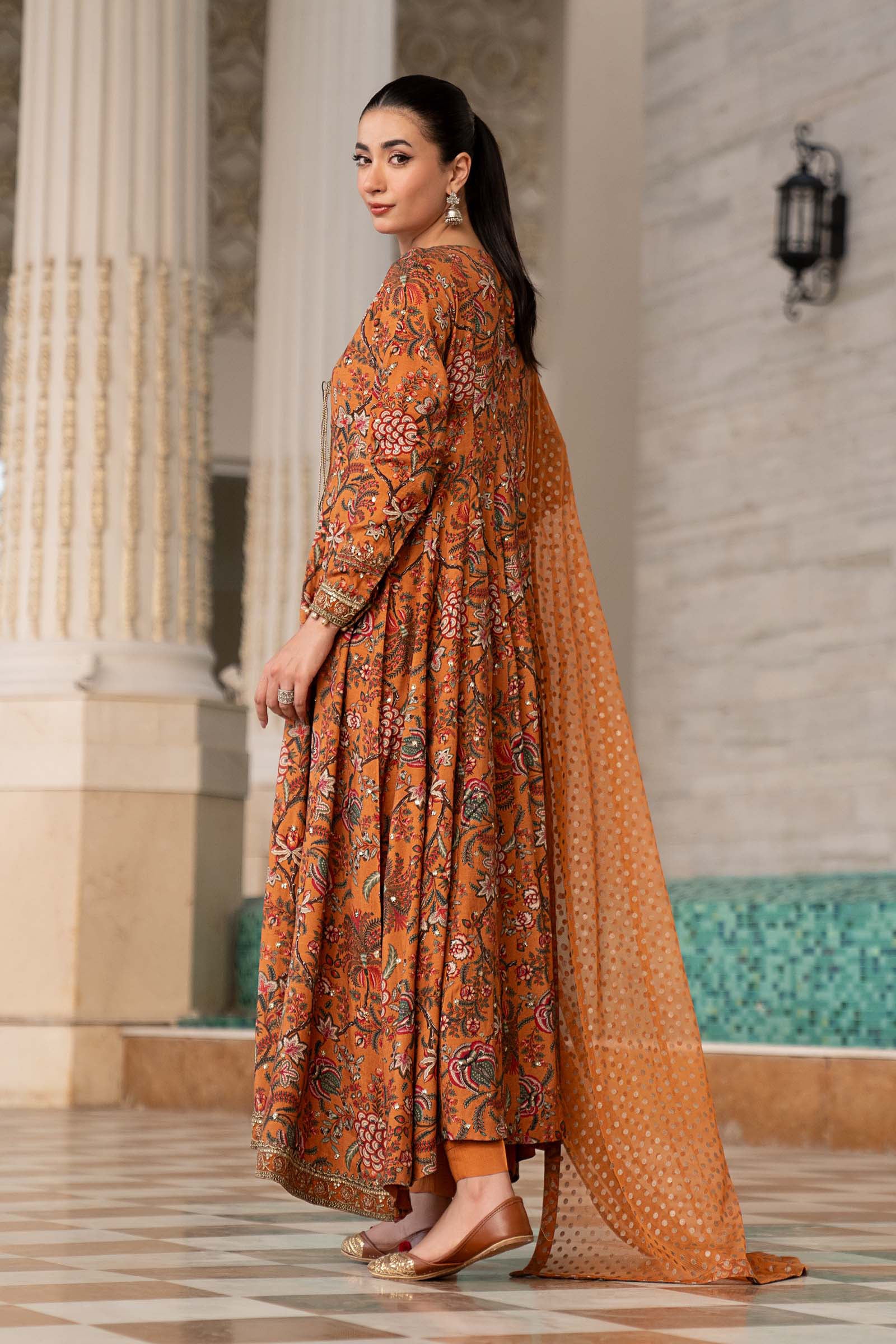 3 Piece Embroidered Raw Silk Suit - Image 8
