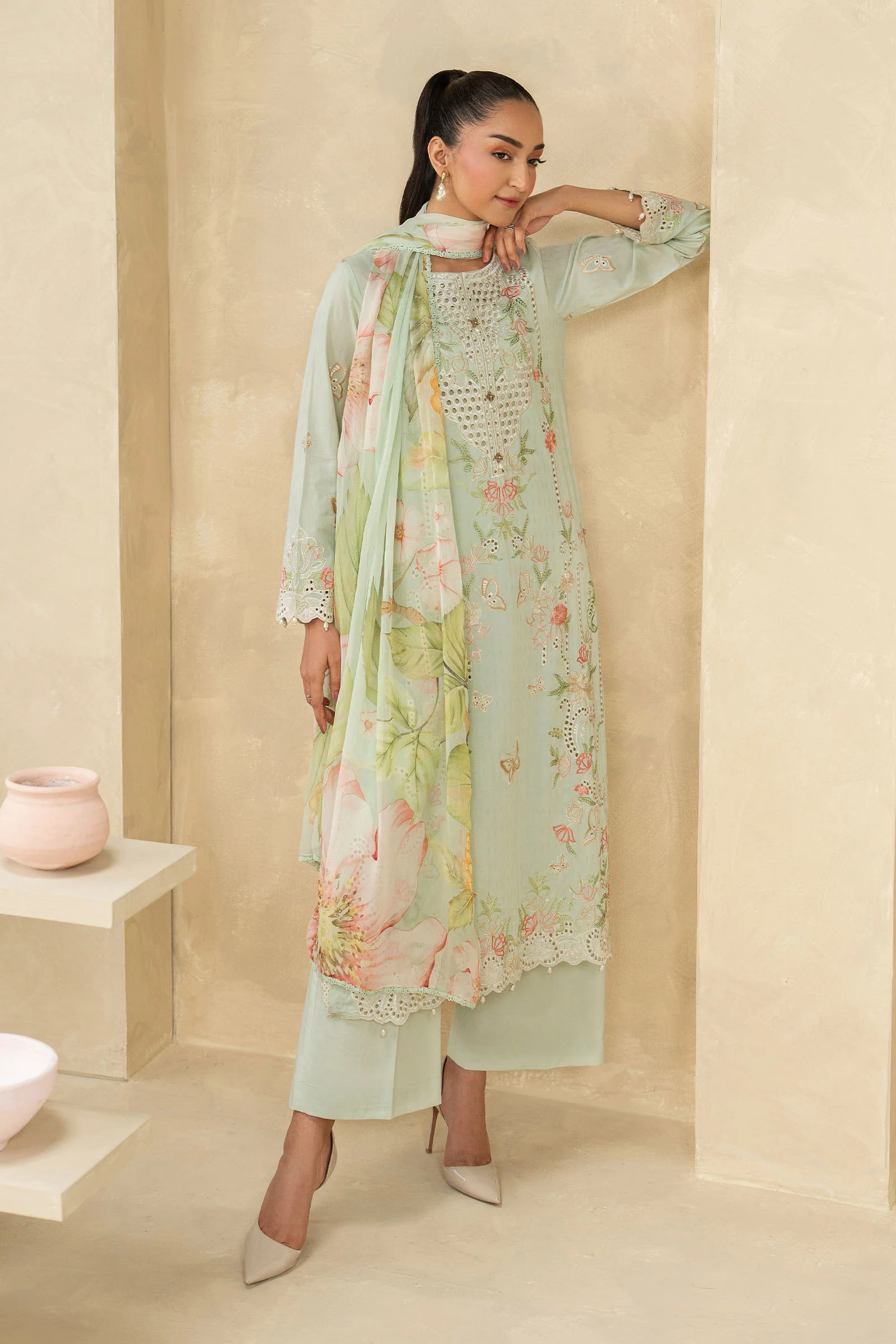 3 Piece Embroidered Dobby Lawn Suit - Image 7