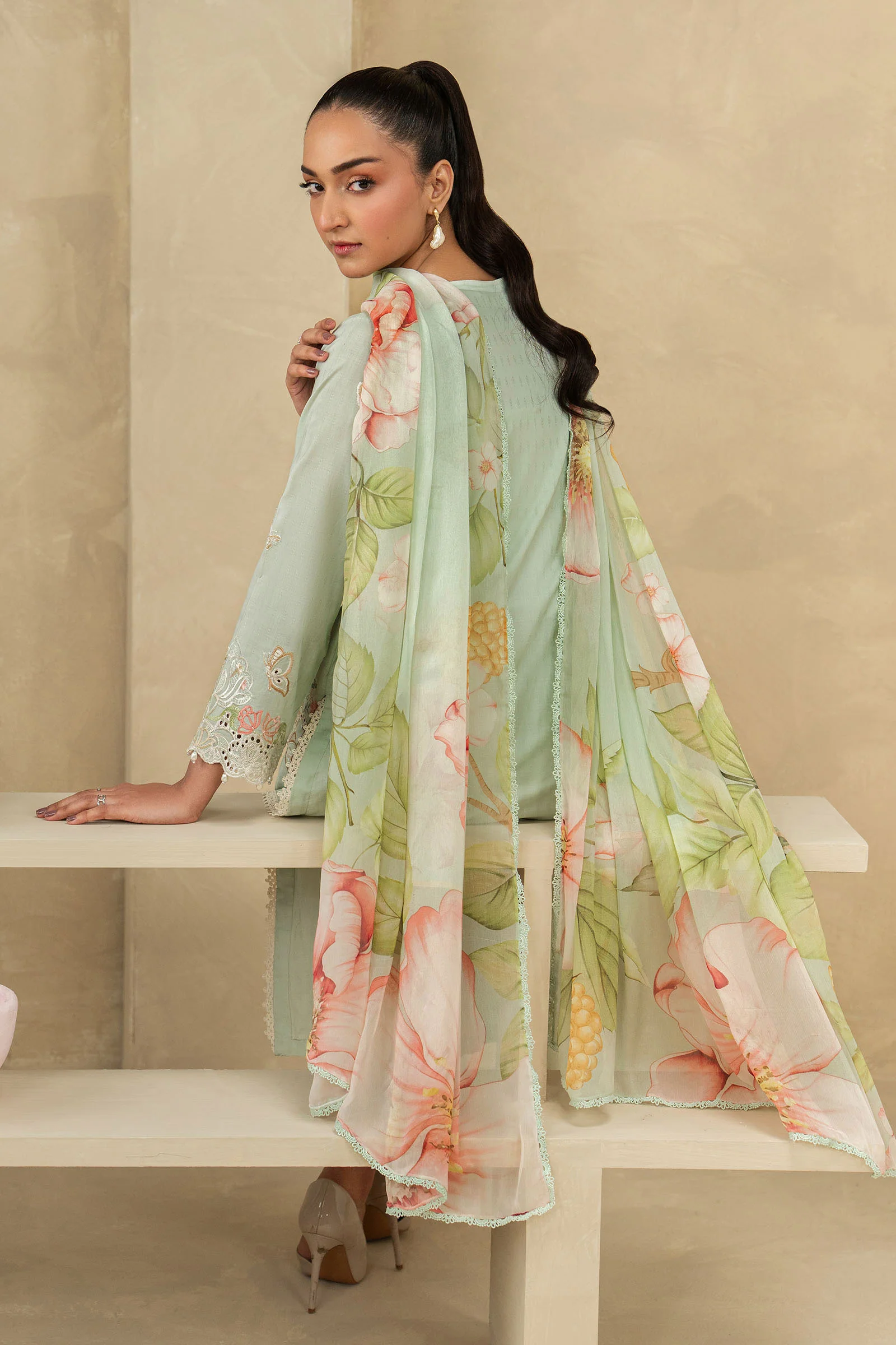3 Piece Embroidered Dobby Lawn Suit - Image 8