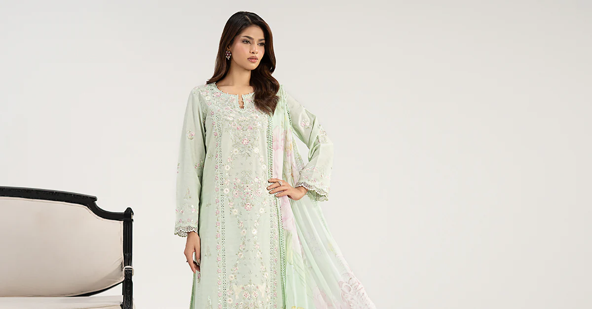 3 Piece Embroidered Dobby Jacquard Suit - Image 8