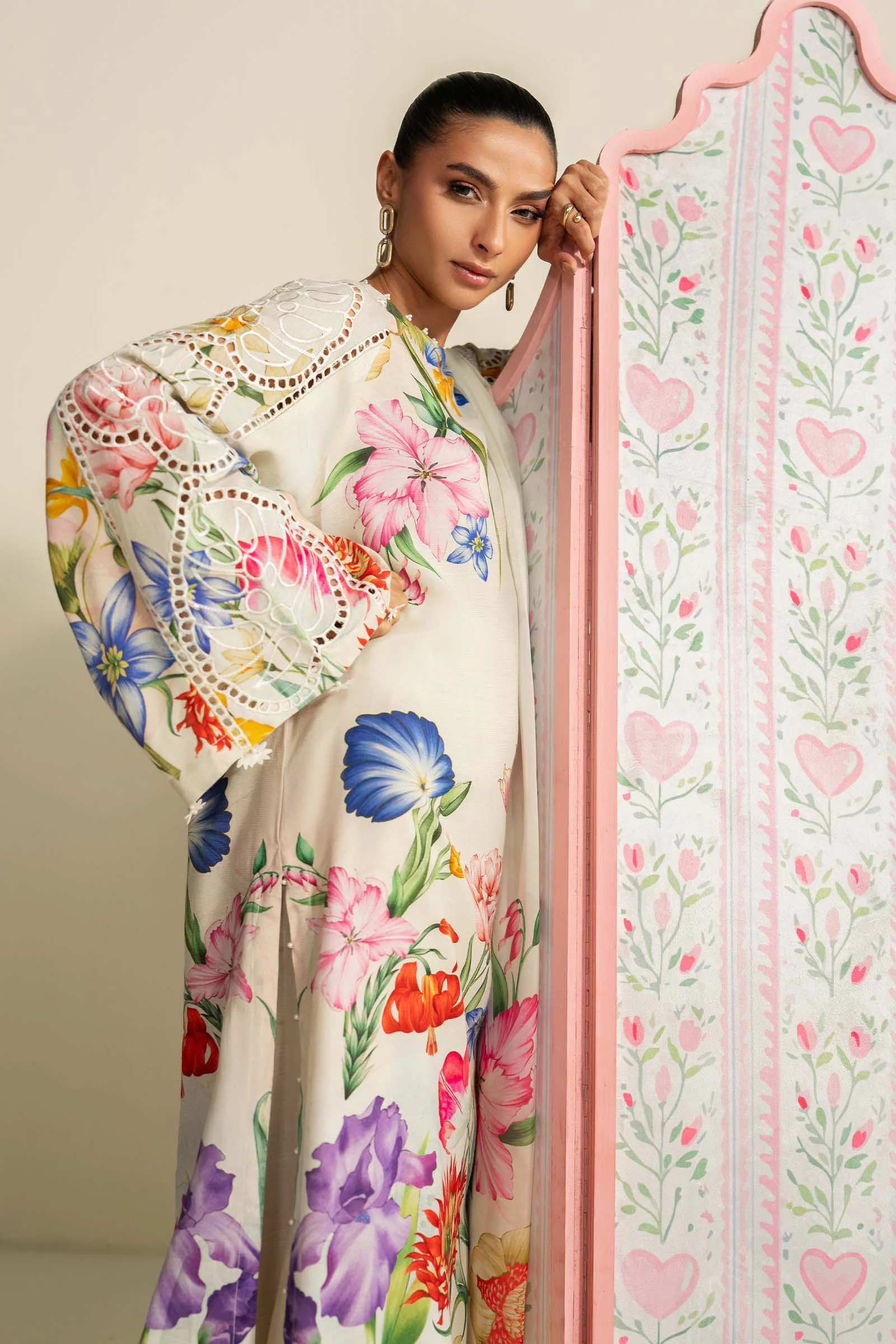 3 Piece Embroidered Raw Silk Suit - Image 2