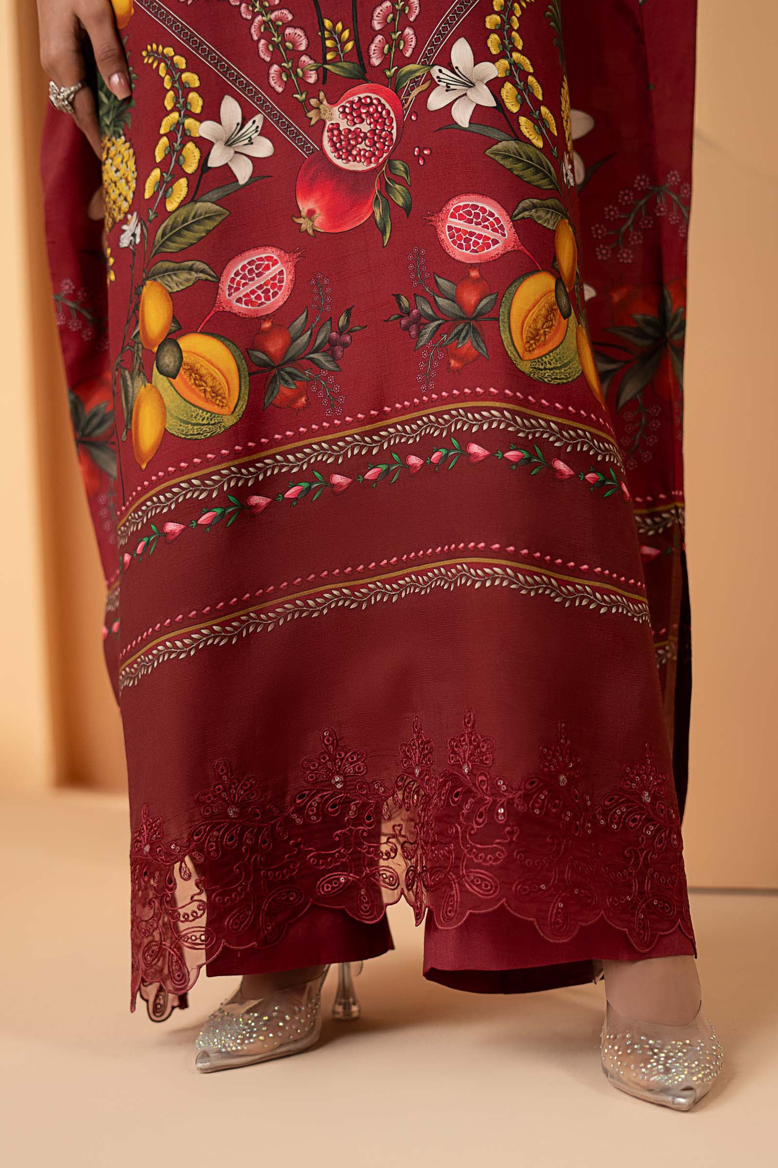 2 Piece Embroidered Raw Silk Suit - Image 4