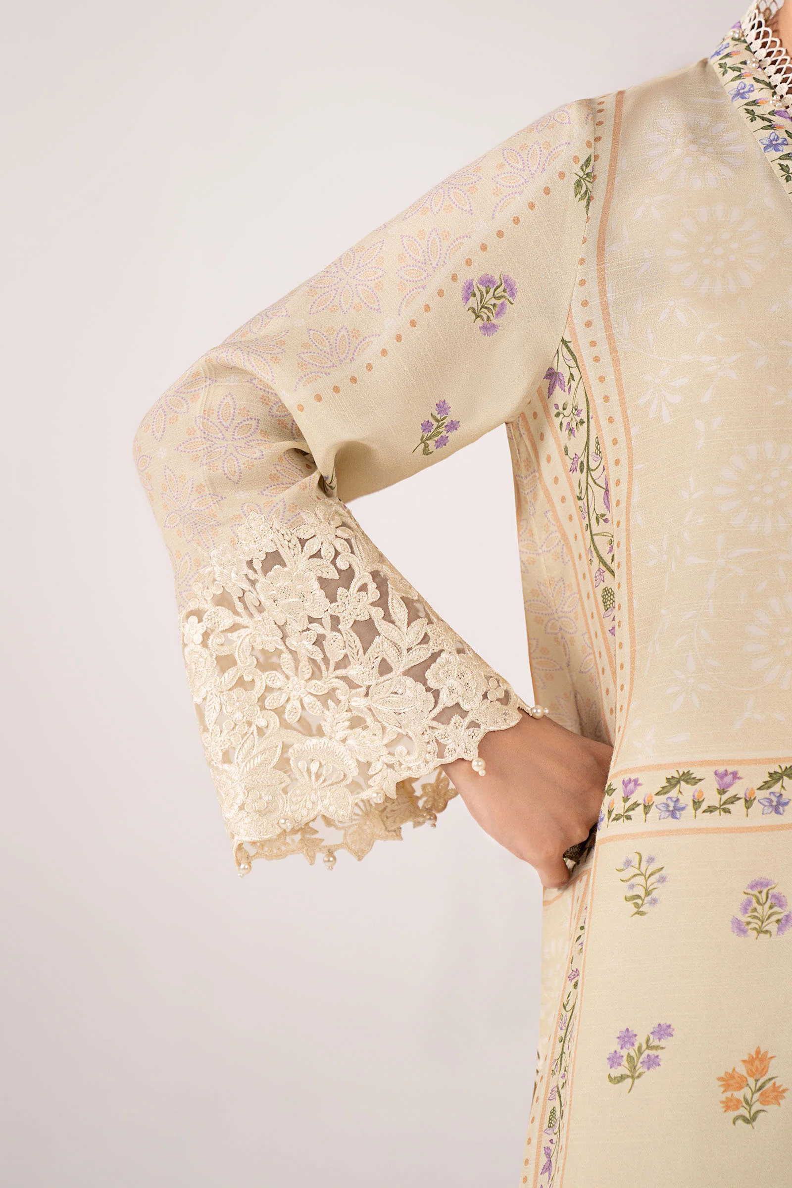 3 Piece Embroidered Raw Silk Suit - Image 10