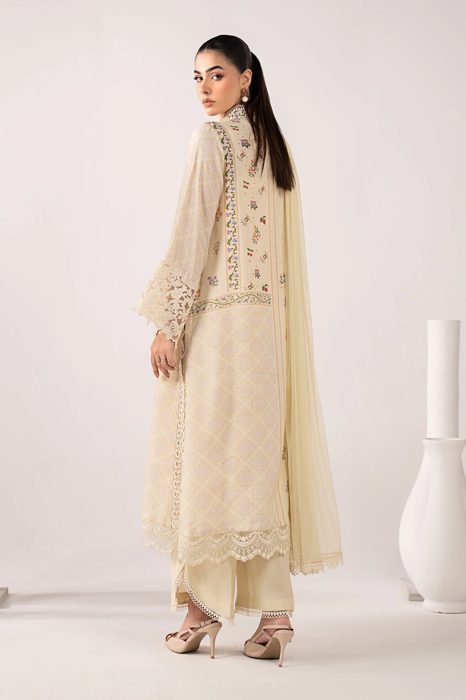 3 Piece Embroidered Raw Silk Suit - Image 13