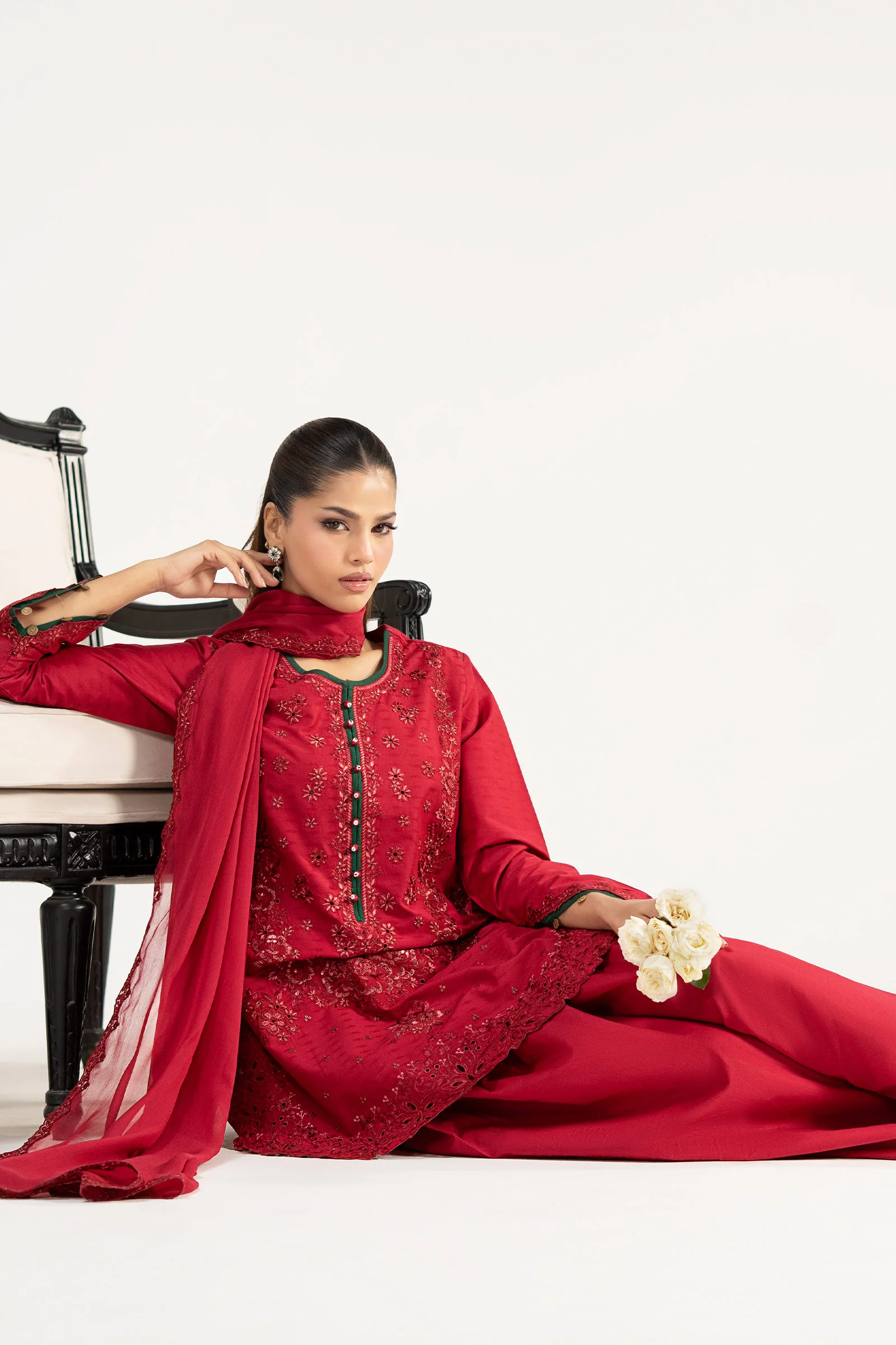 3 Piece Embroidered Dobby Lawn Suit - Image 3