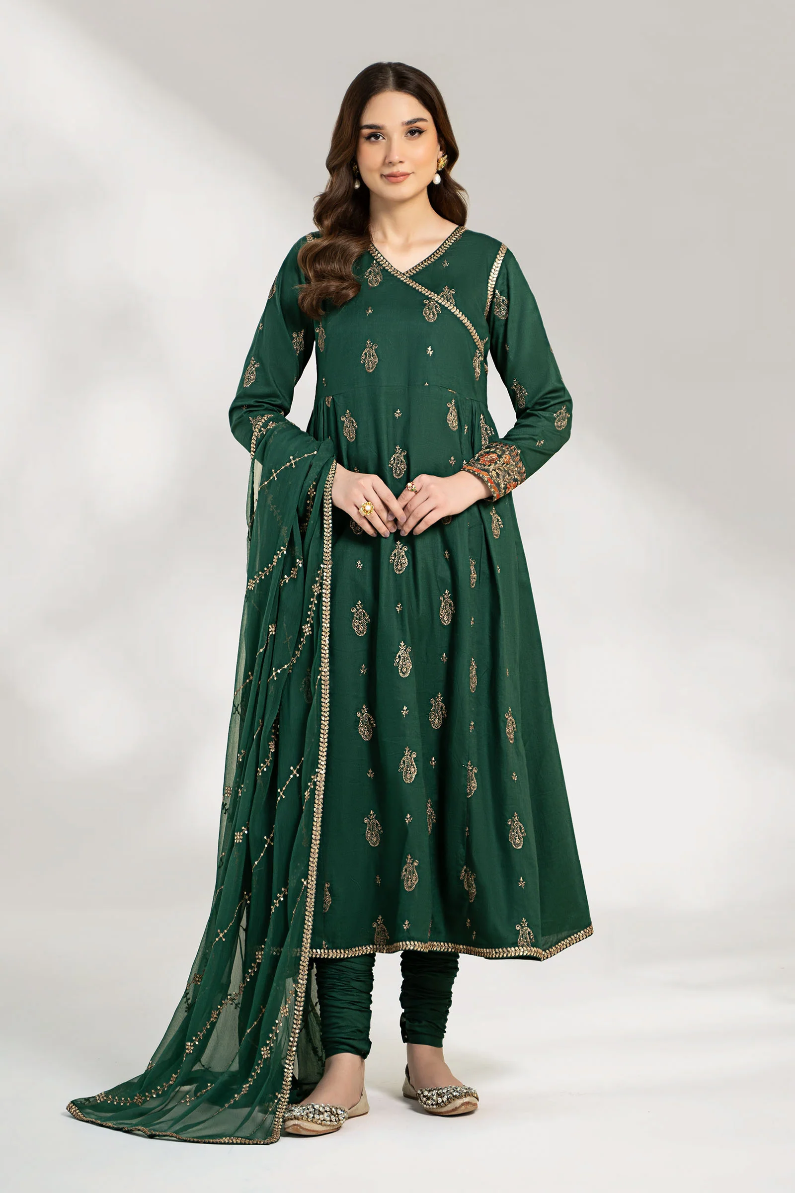 3 Piece Embroidered Cotton Net Suit