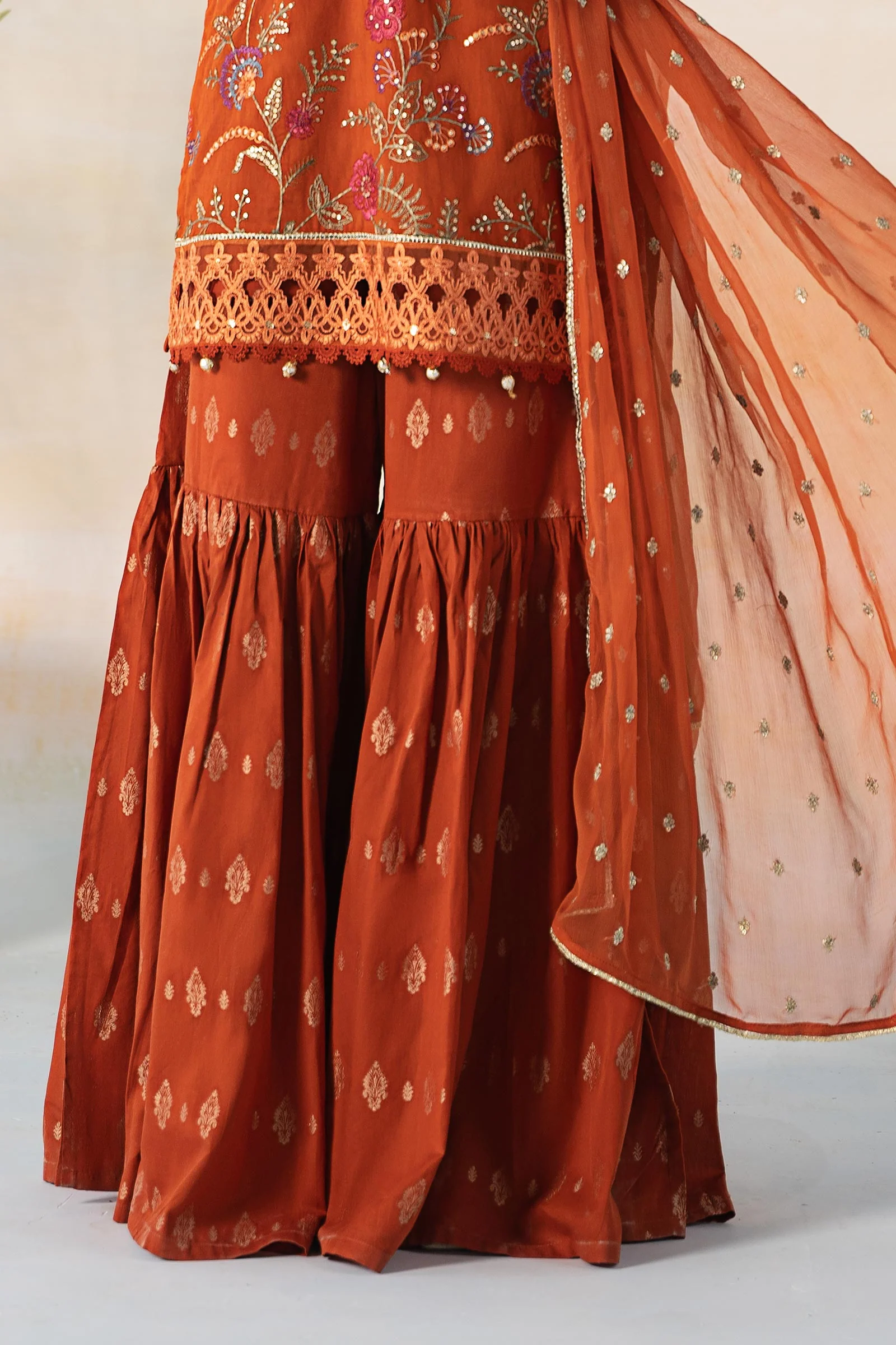 3 Piece Embroidered Self Jacquard Suit - Image 3