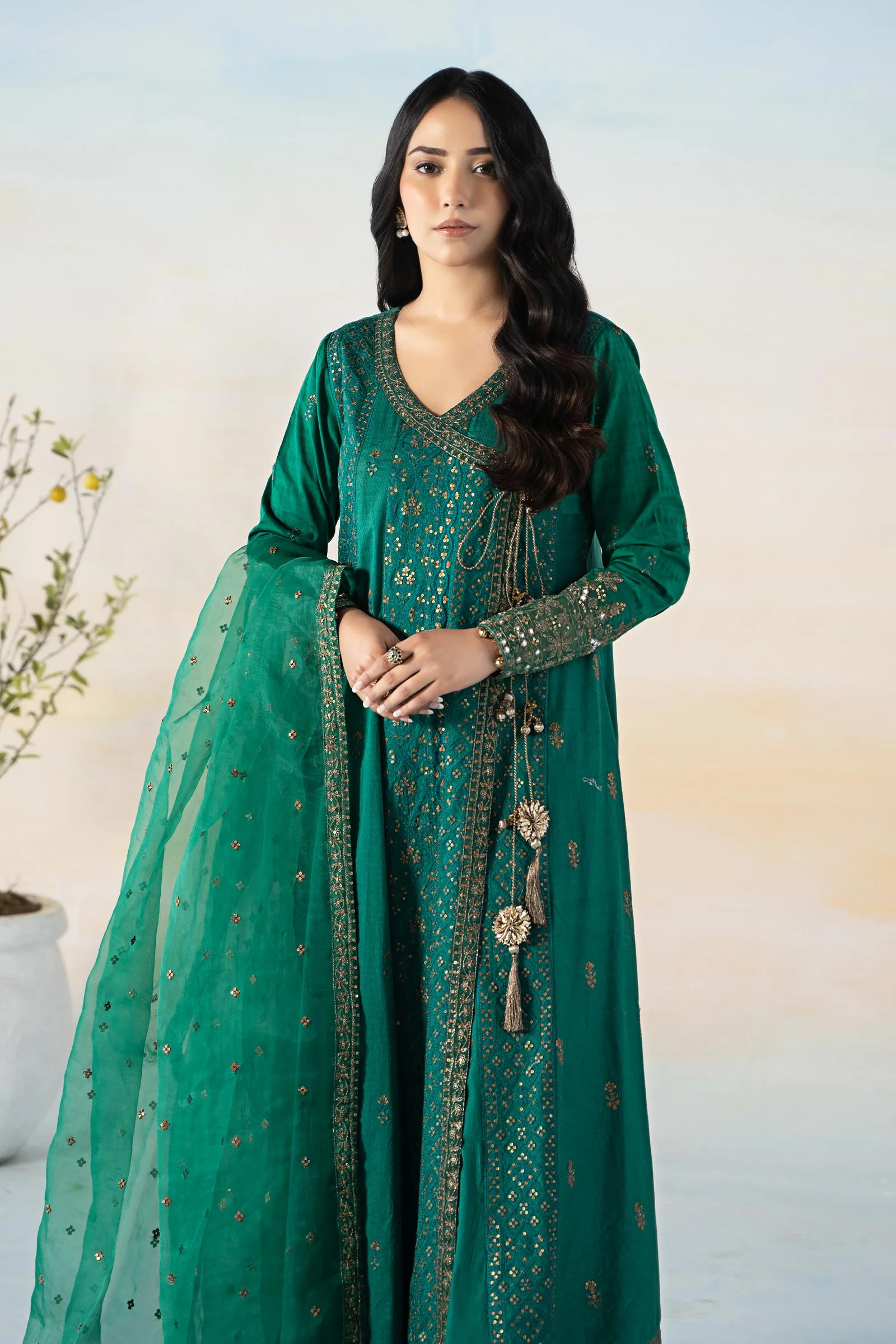 3 Piece Embroidered Dobby Suit - Image 5