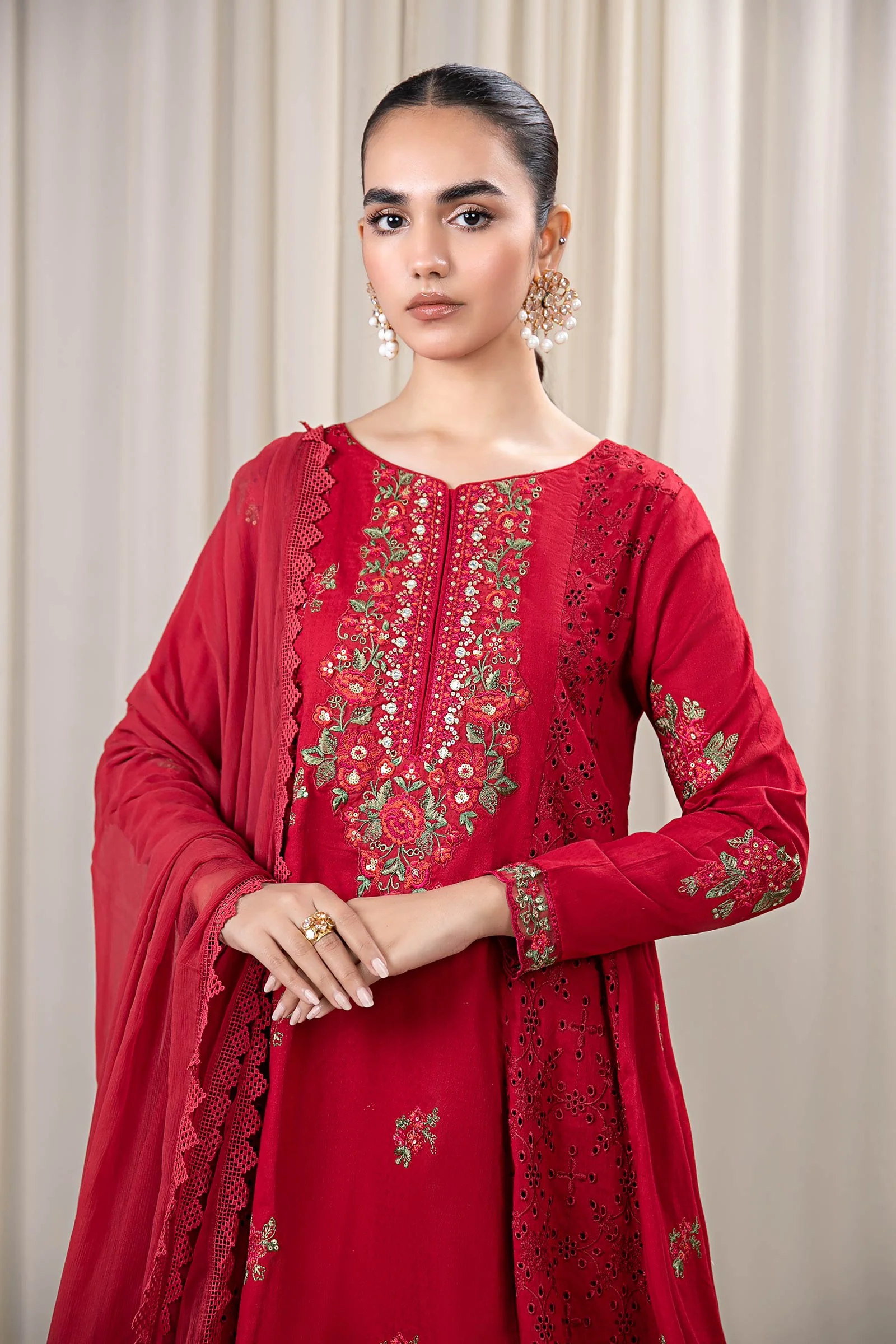 3 Piece Embroidered Dobby Suit - Image 2