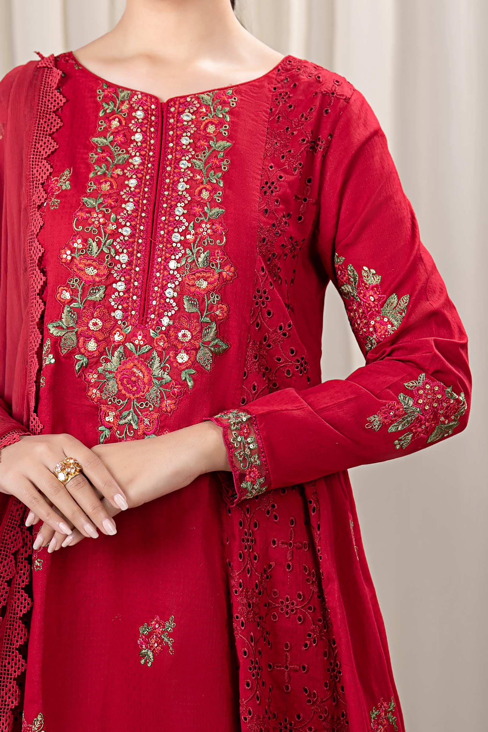 3 Piece Embroidered Dobby Suit - Image 3