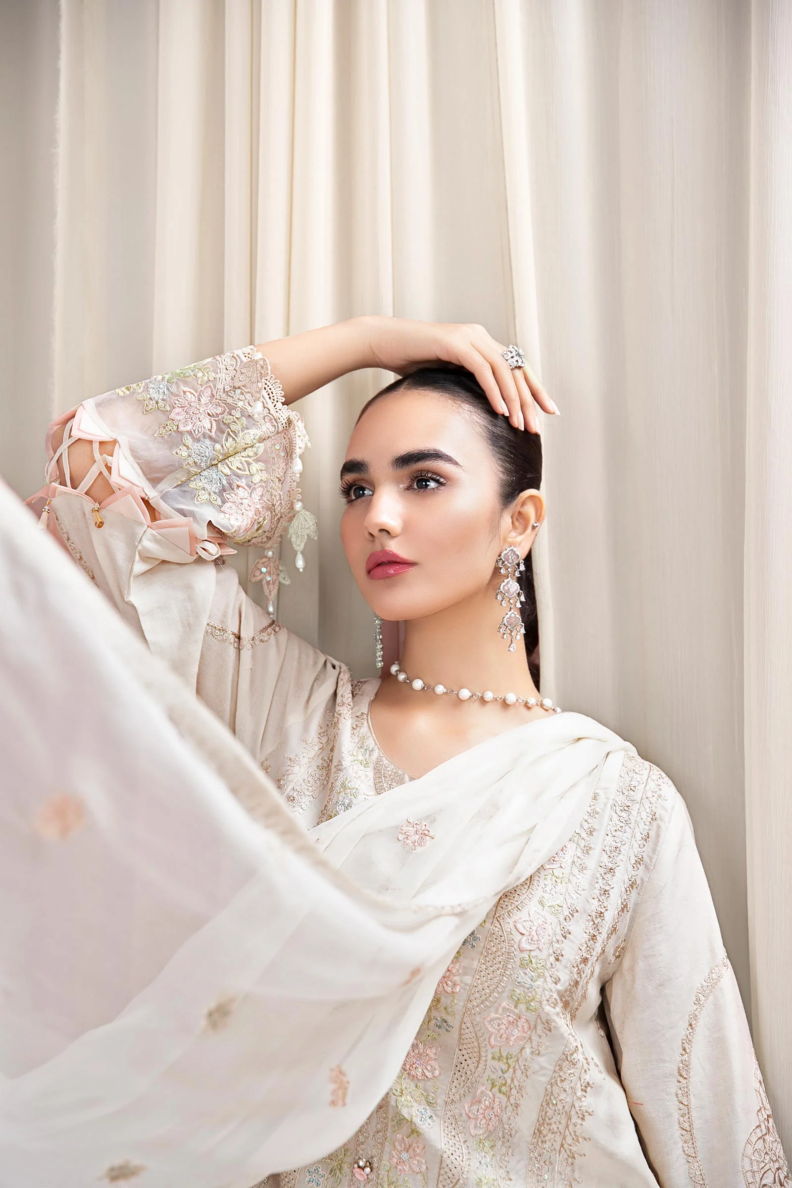 3 Piece Embroidered Self Jacquard Suit - Image 3