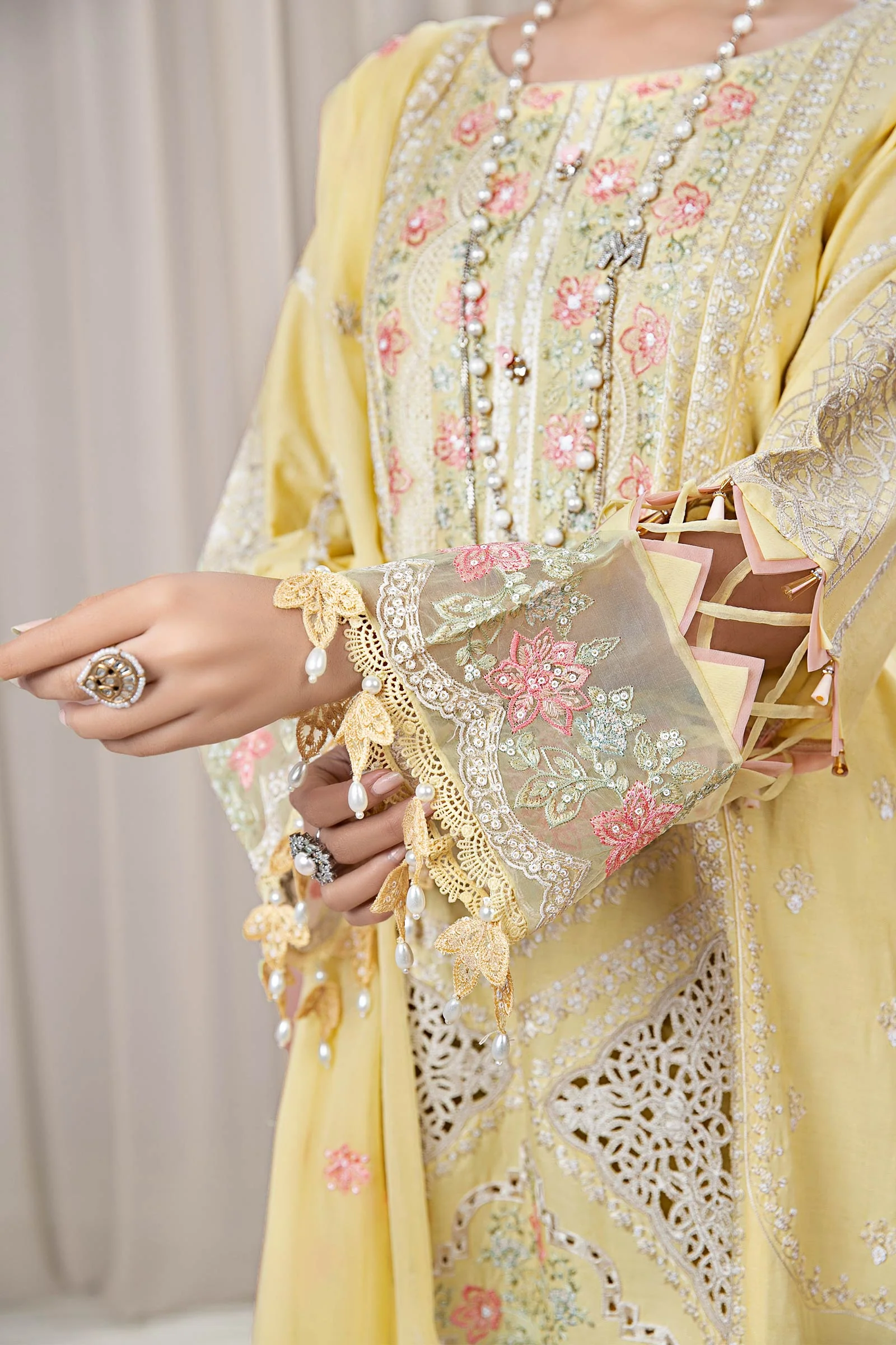3 Piece Embroidered Self Jacquard Suit - Image 3