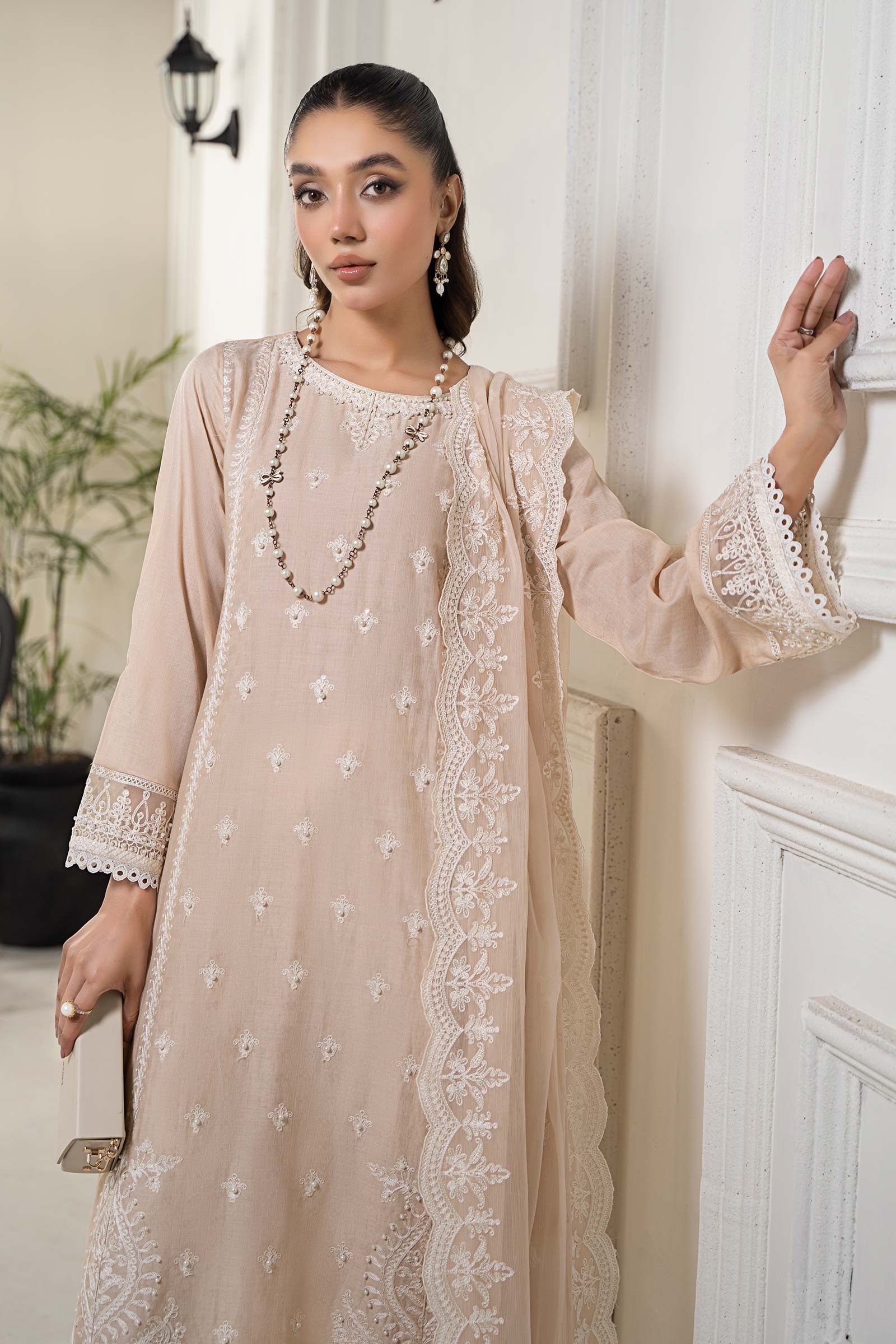 3 Piece Embroidered Self Jacquard Suit - Image 3