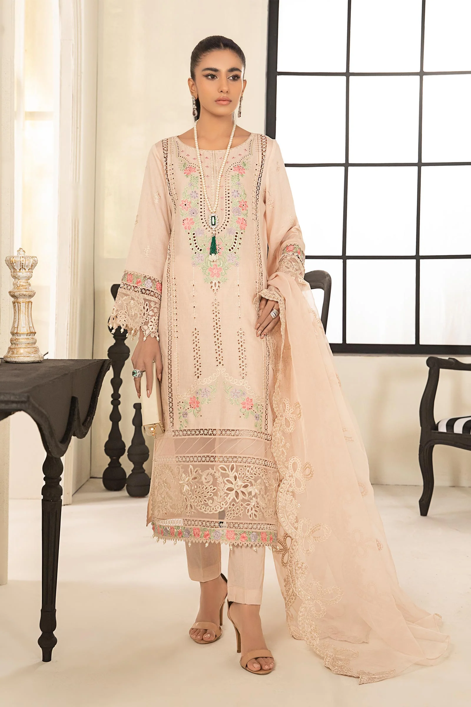 3 Piece Embroidered Dobby Suit - Image 5