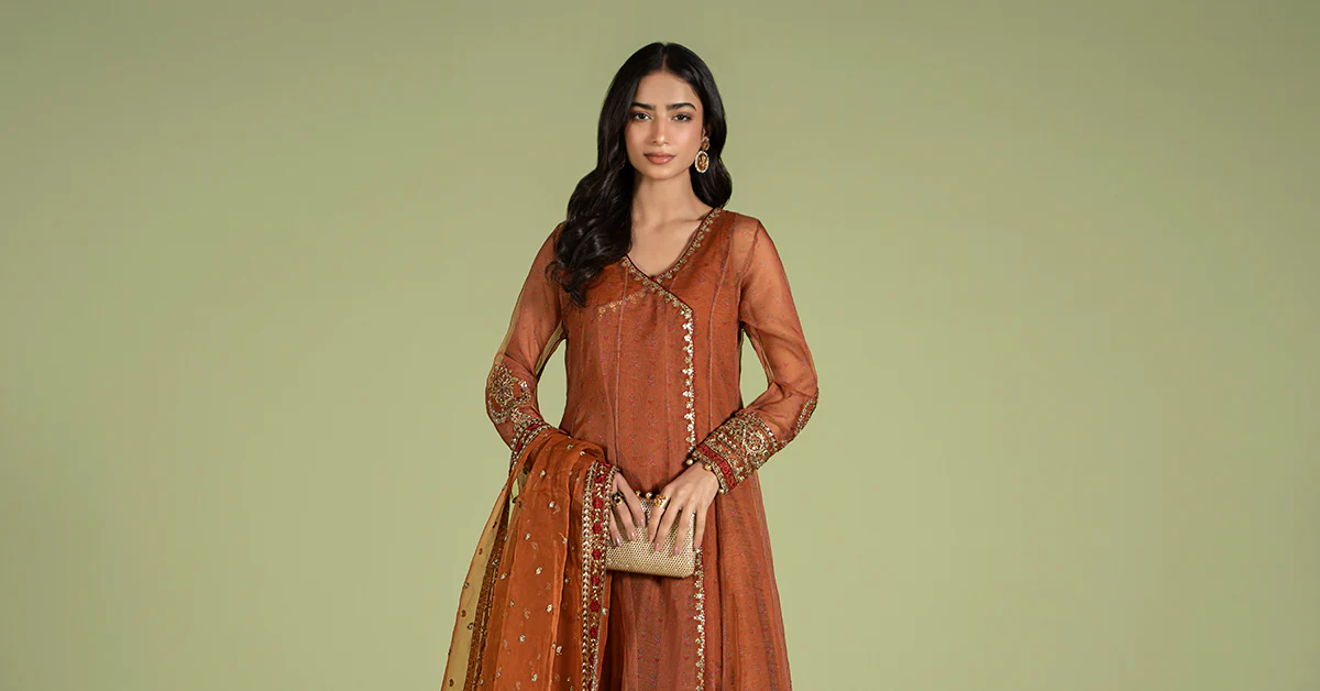 3 Piece Embroidered Net Organza Suit - Image 9