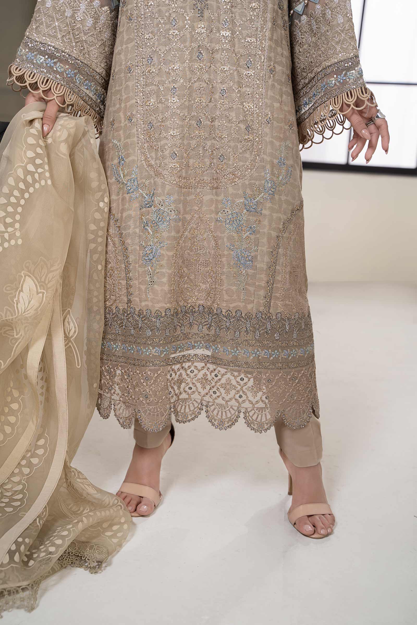 3 Piece Embroidered Self Jacquard Suit - Image 6