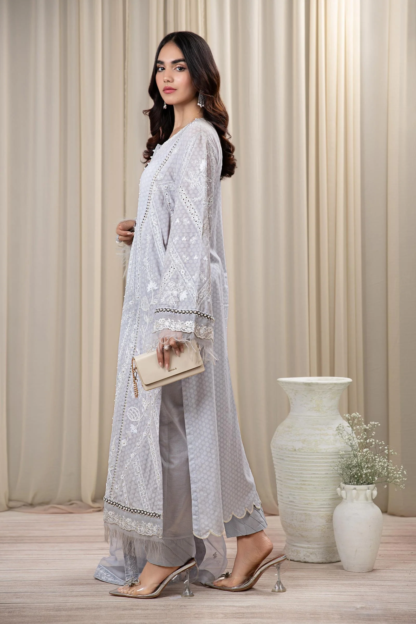 3 Piece Embroidered Self Jacquard Suit - Image 5