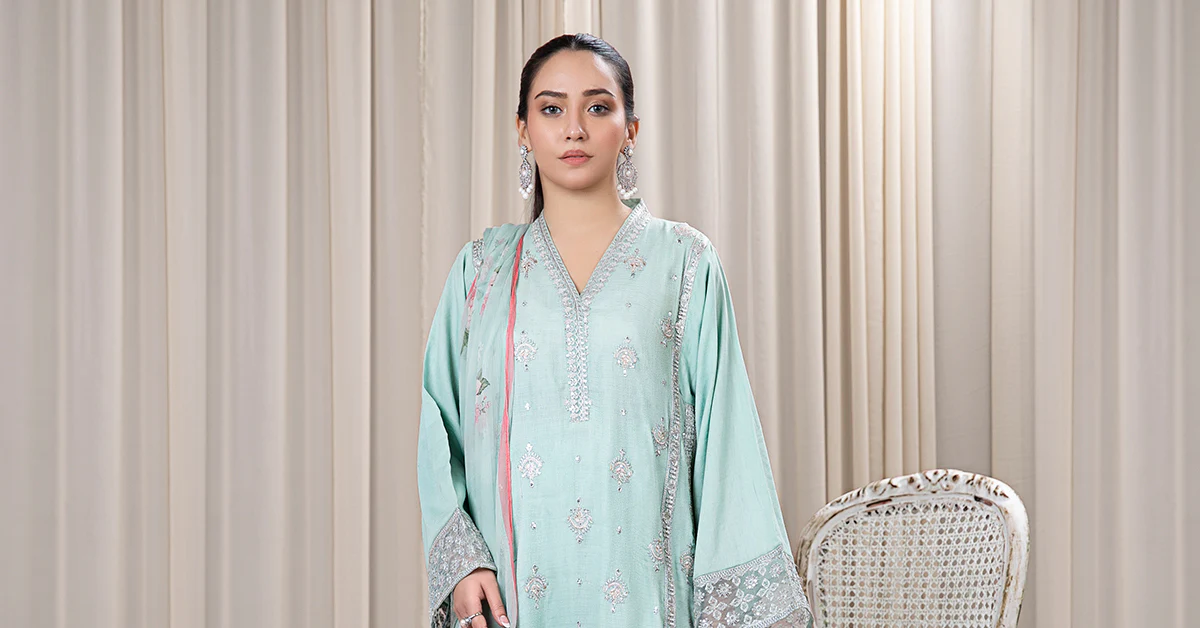 3 Piece Embroidered Dobby Suit - Image 10