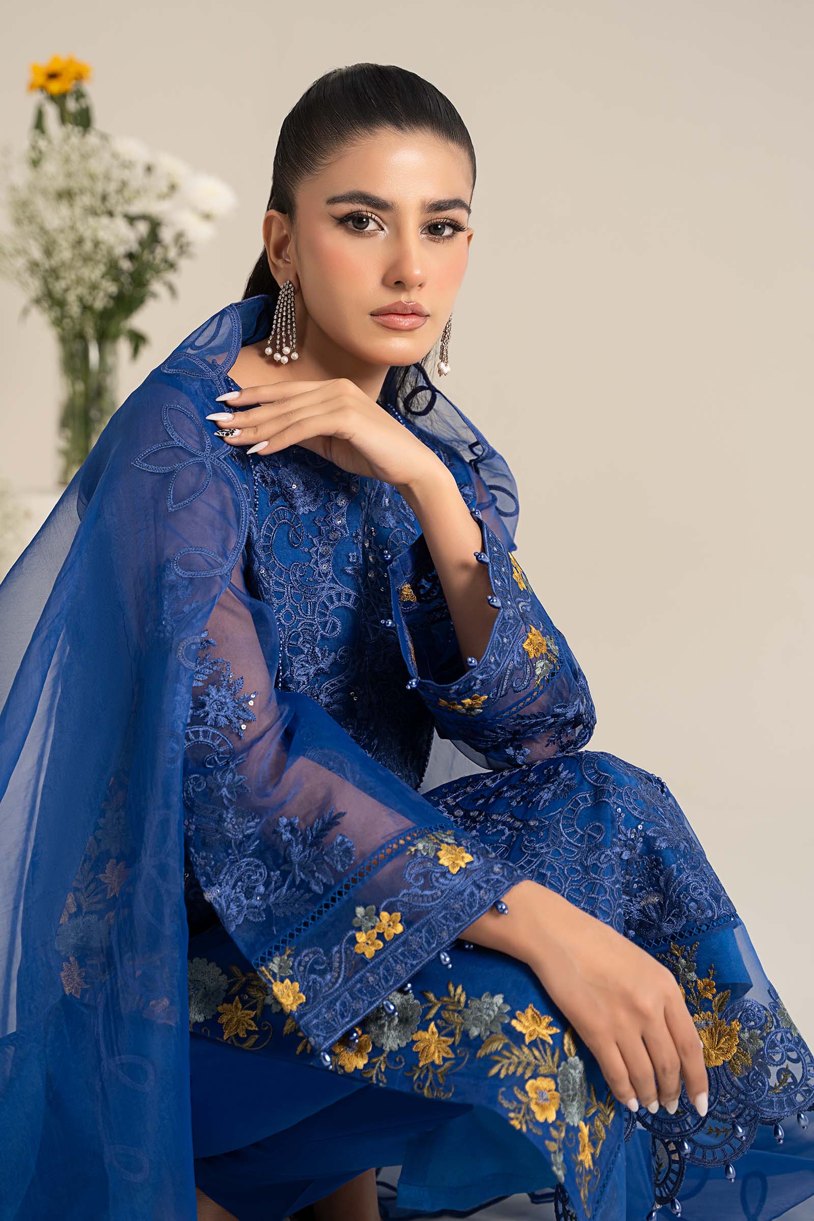 3 Piece Embroidered Organza Suit - Image 2