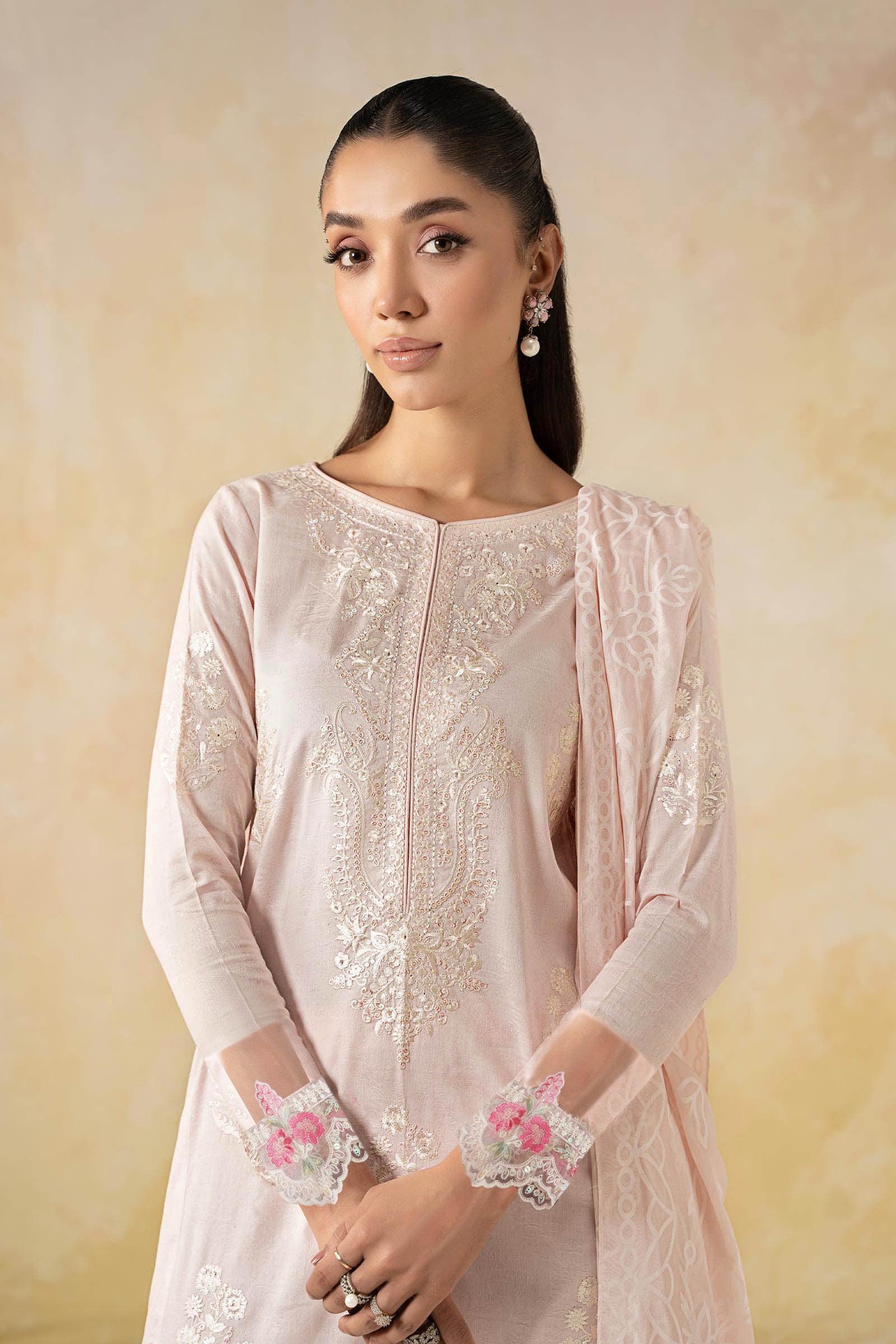 3 Piece Embroidered Self Jacquard Lawn Suit - Image 2
