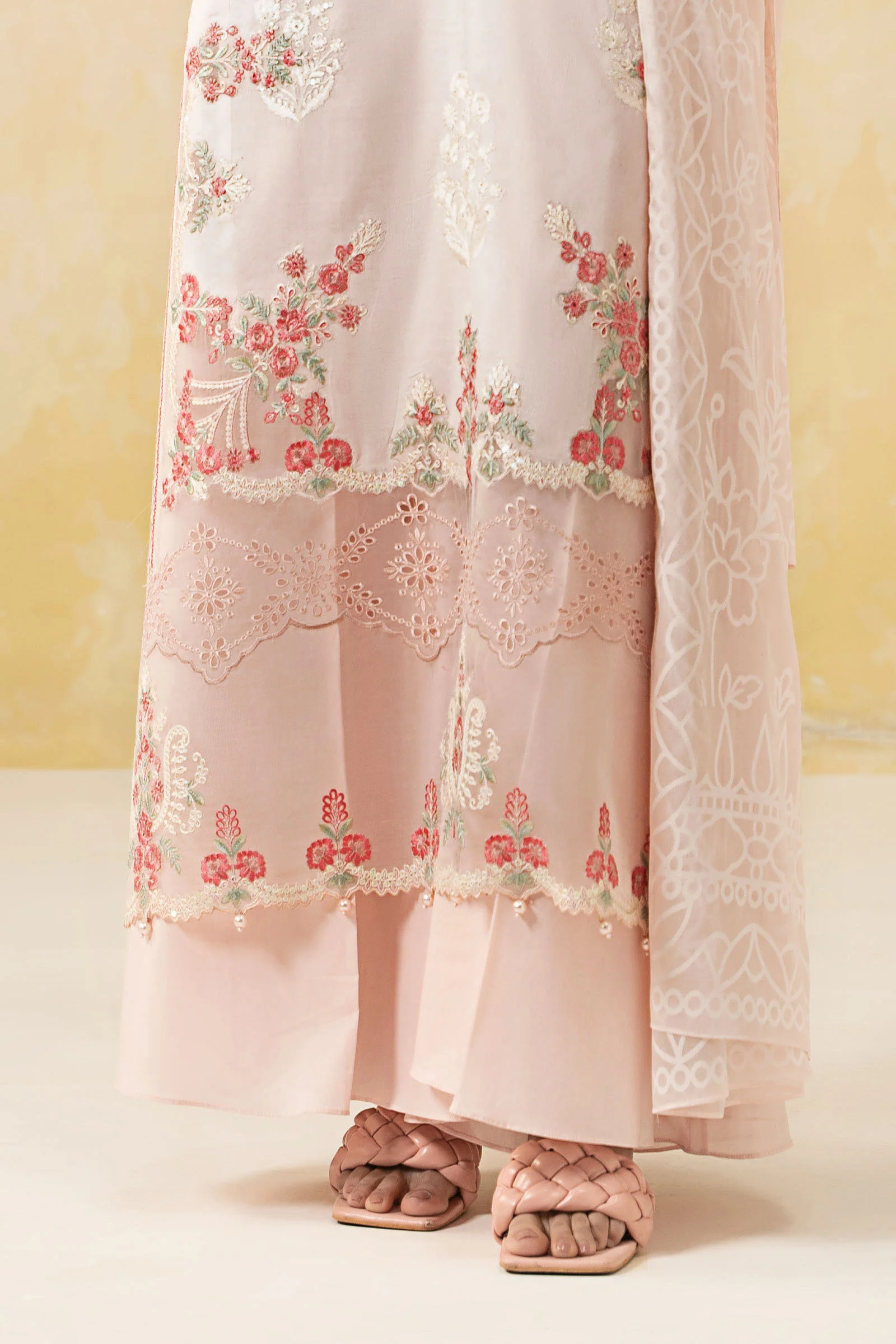3 Piece Embroidered Self Jacquard Lawn Suit - Image 4