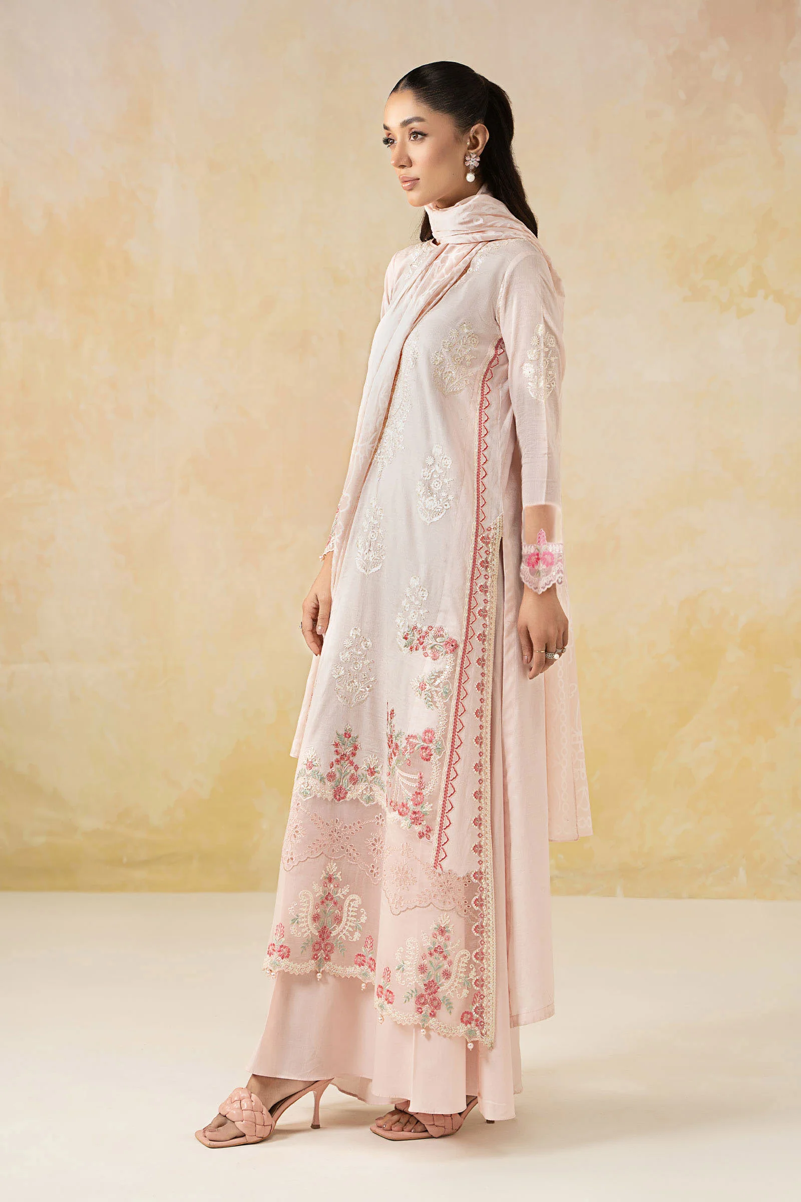 3 Piece Embroidered Self Jacquard Lawn Suit - Image 5
